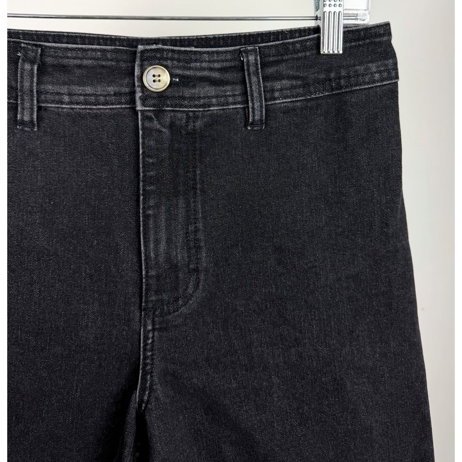 Billabong Billabong Jeans Womens 29 Cropped Wide-Leg Raw Hem Black Denim 29" Inseam Stretch High Rise Size 29" - 4 Thumbnail