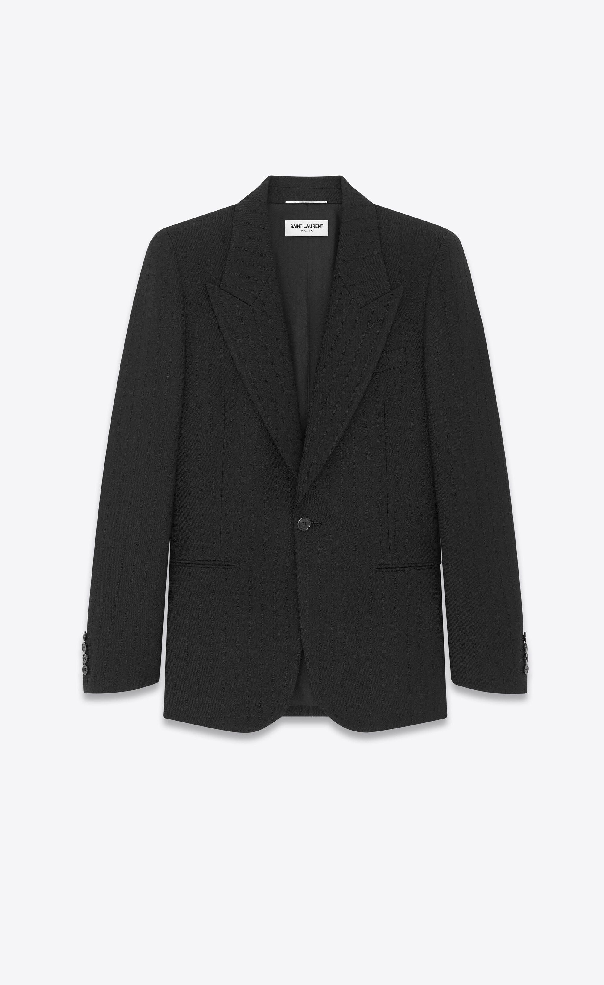 o1bcso1str0125 Jacket In Striped Wool in Black
