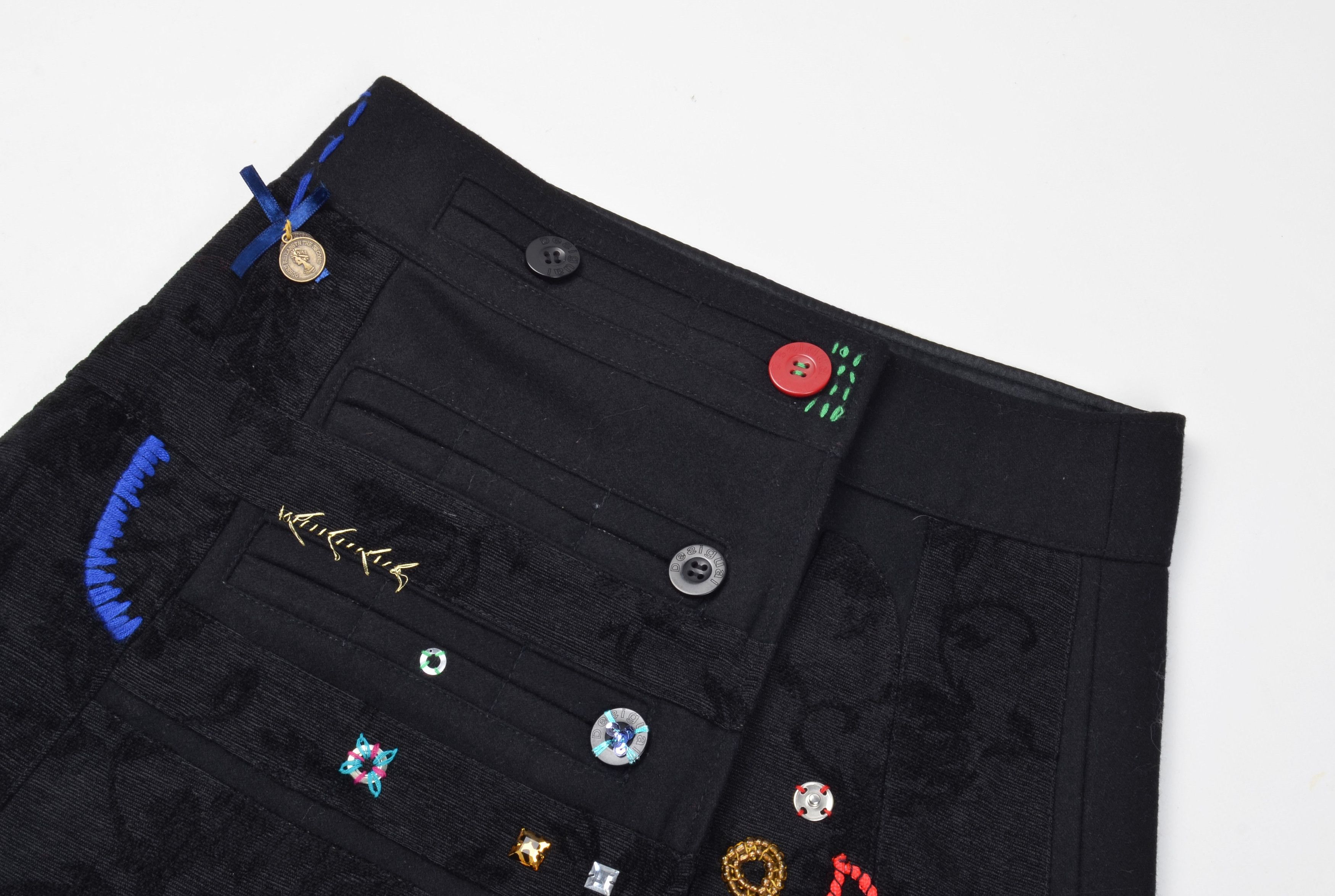 Desigual Desigual Y2K Wool Blend Beaded Wrap Black Skirt Size 28" / US 6 / IT 42 - 5 Thumbnail
