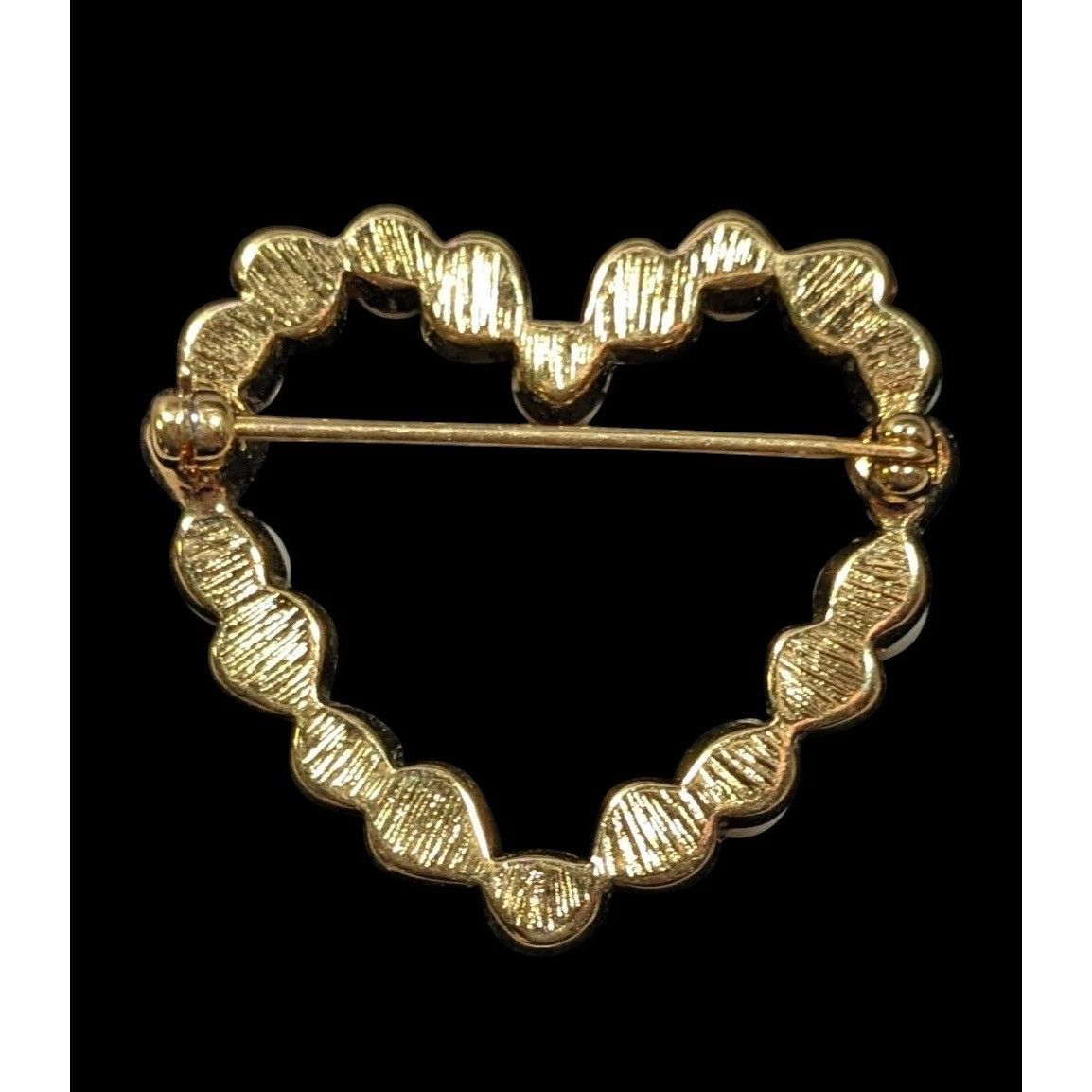 Other Vintage Open heart Gold Tone And Faux Pearl Brooch Size ONE SIZE - 4 Thumbnail