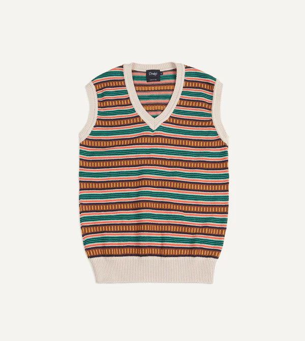 Drake o1tko10825 Stripe V-Neck Vest in Multicolor Size US L / EU 52-54 / 3 - 1 Thumbnail
