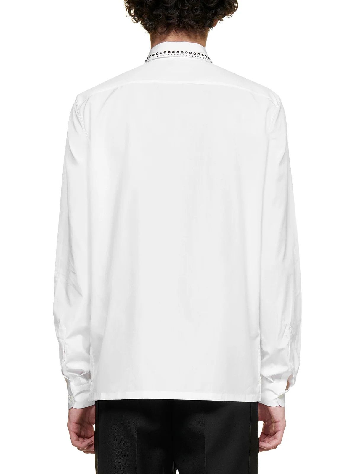 Prada o1mt1gz0225 Stud Embellished Party Shirt in White/Silver Size US L / EU 52-54 / 3 - 3 Thumbnail