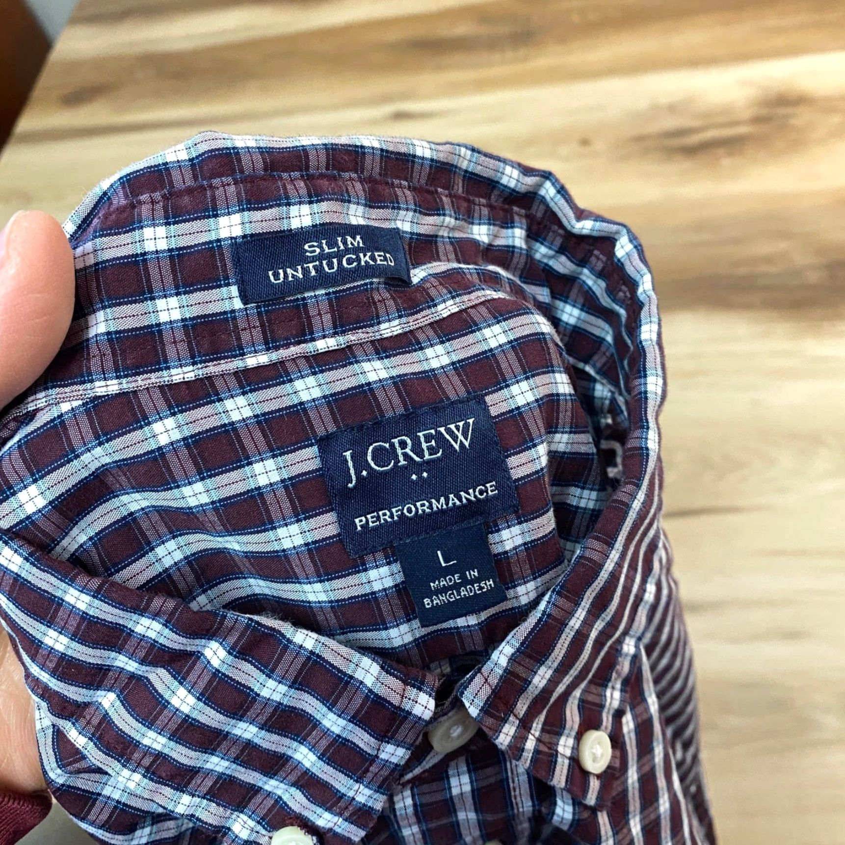J.Crew J. Crew Performance Shirt Mens Large Slim Untucked Maroon Navy Check Button Down Shirt Size US L / EU 52-54 / 3 - 2 Thumbnail