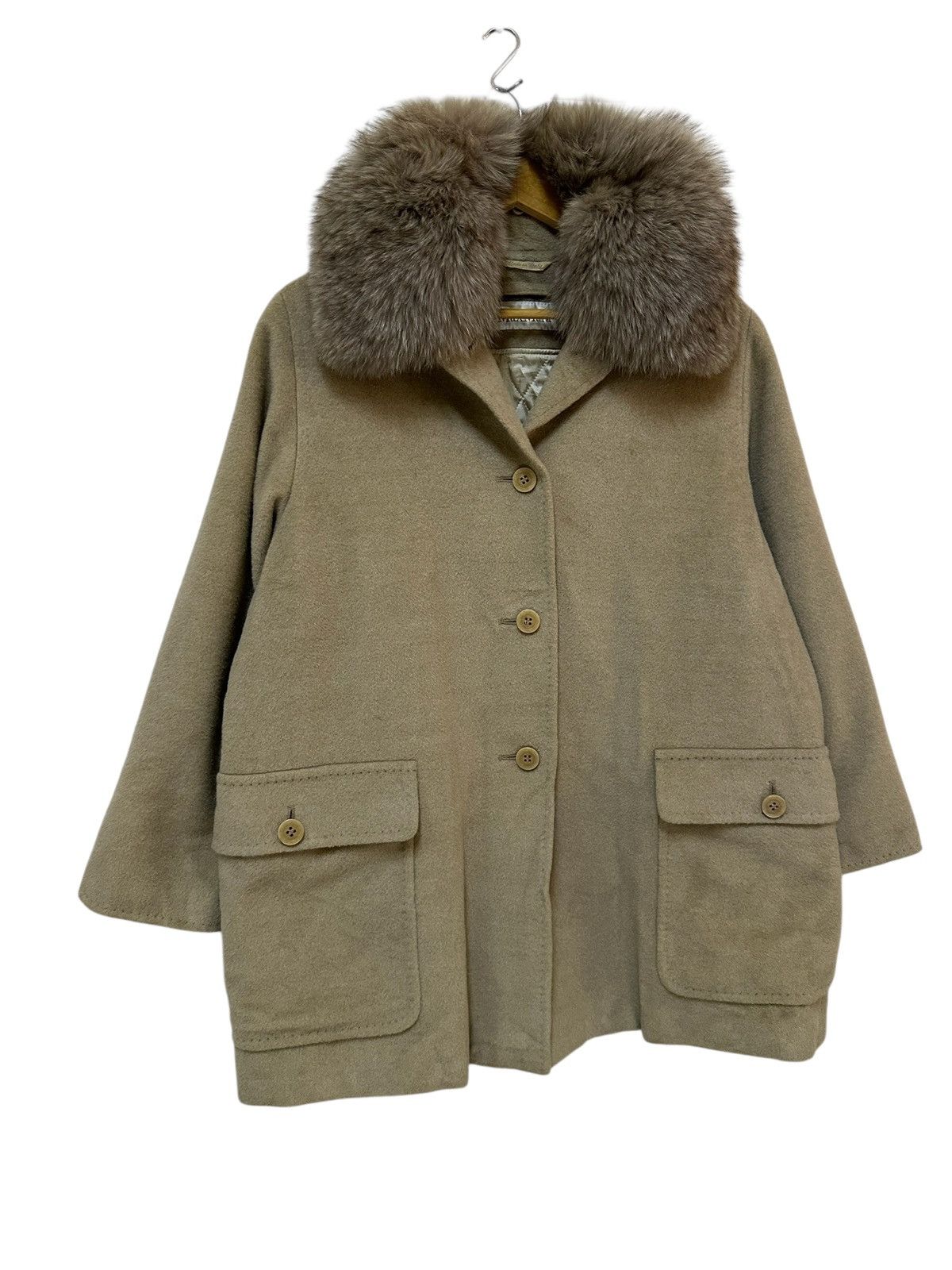 Max Mara vintage Max Mara fur-trimmed wool-cashmere blend coat. Size M / US 6-8 / IT 42-44 - 3 Thumbnail