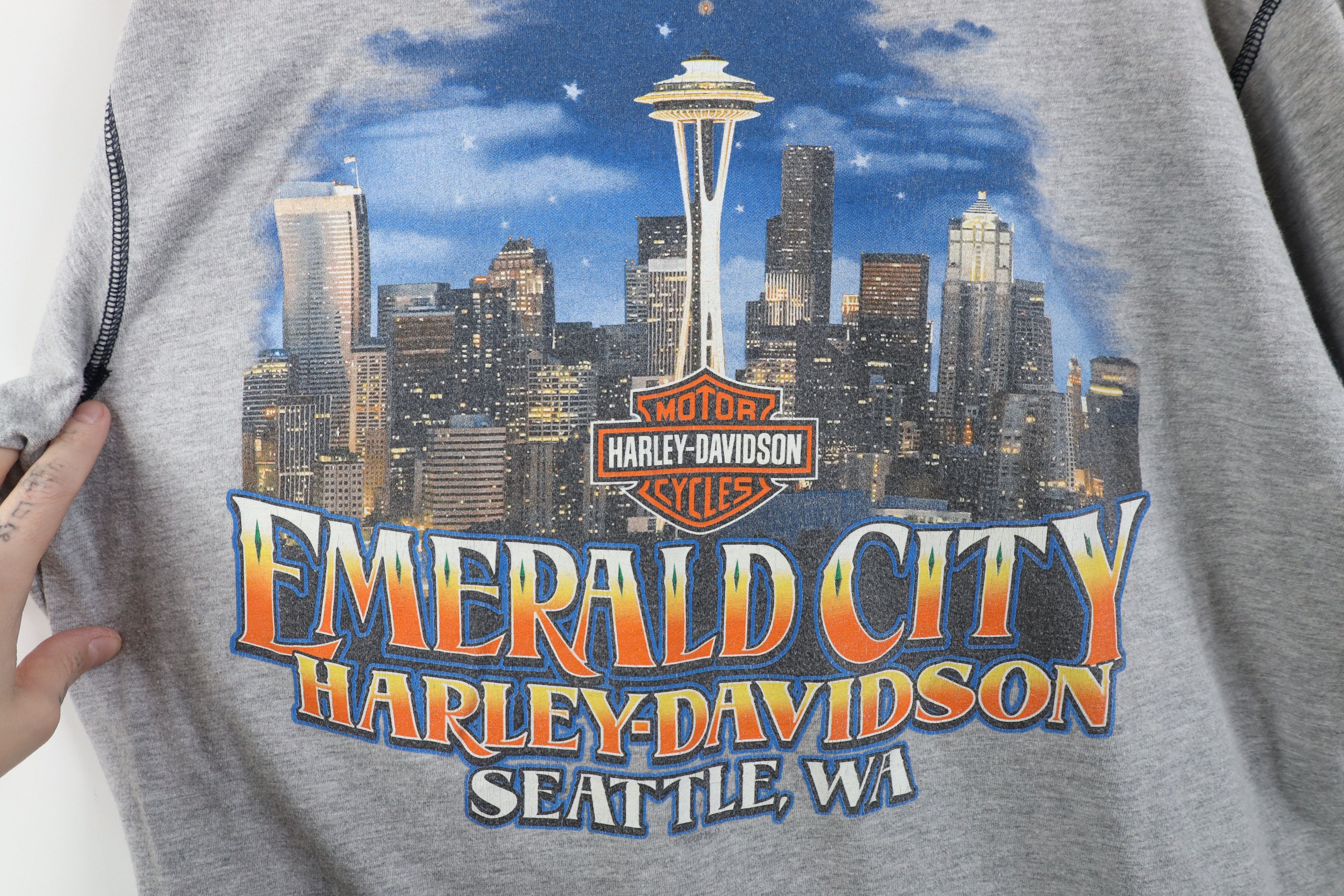 Harley Davidson Vintage Y2K Harley Davidson Seattle Long Sleeve T-Shirt Gray Size US L / EU 52-54 / 3 - 13 Thumbnail