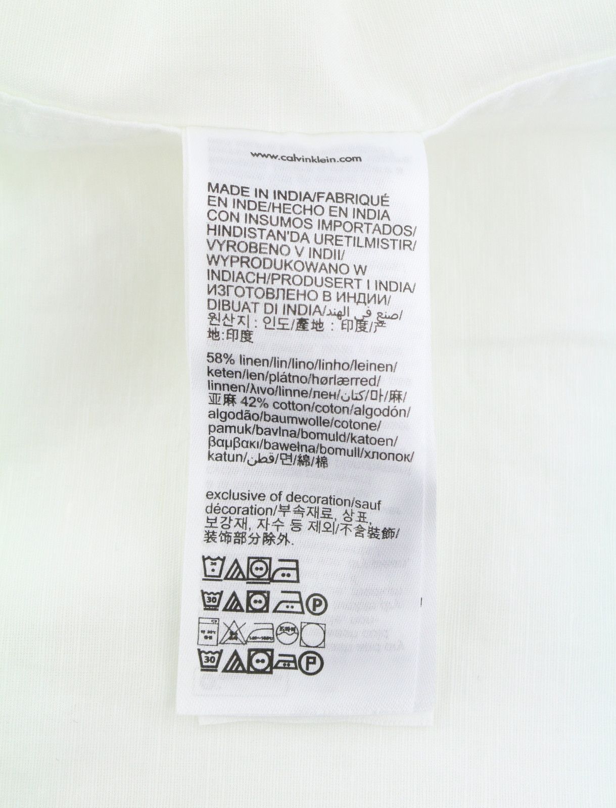 Calvin Klein M White Linen Blend Spread Neck 87675 Size US M / EU 48-50 / 2 - 7 Thumbnail