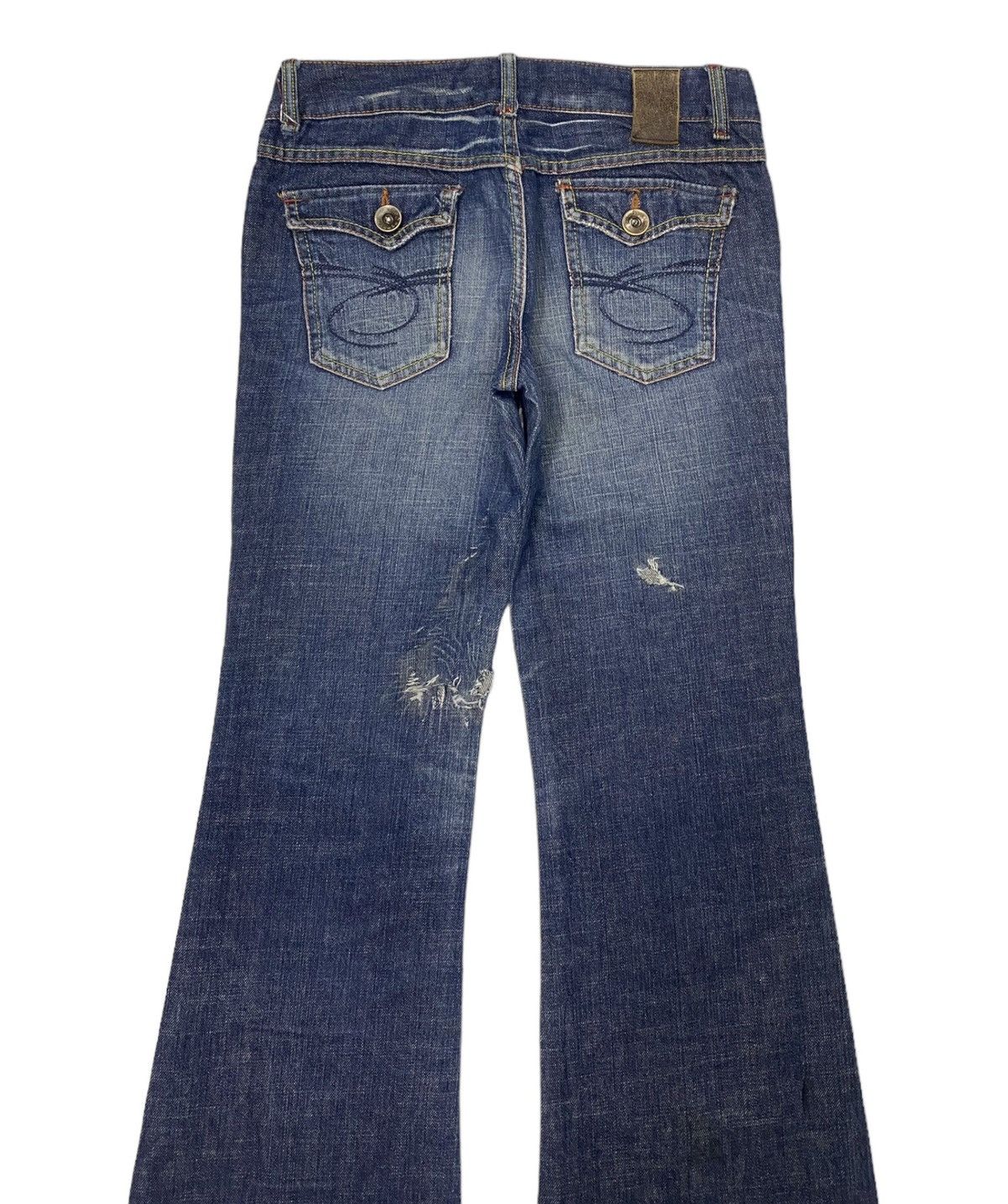 If Six Was Nine 🔥JAPANESE FLARE JEANS RED PEPPER DISTRESS FLARE DENIM JEANS Size 30" / US 8 / IT 44 - 6 Thumbnail