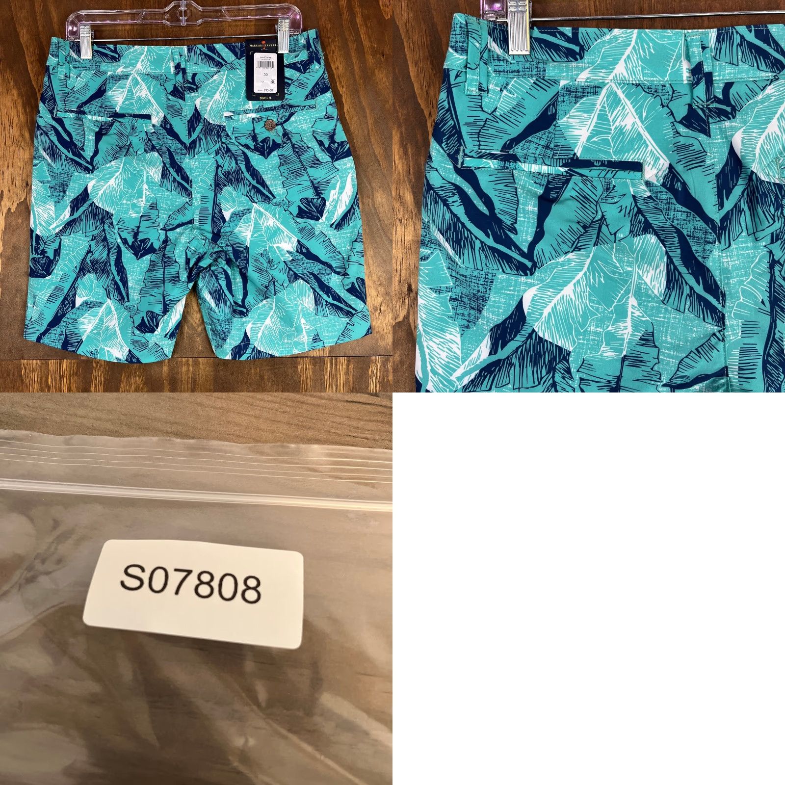 Vintage Margaritaville Mens Shorts Turquoise UPF 30+ Quick Dry 4 Way Stretch (S) 30 Bermuda Beach Casual Relaxed Mens 30 Blue Floral 7in Inseam Size US 30 / EU 46 - 9 Thumbnail