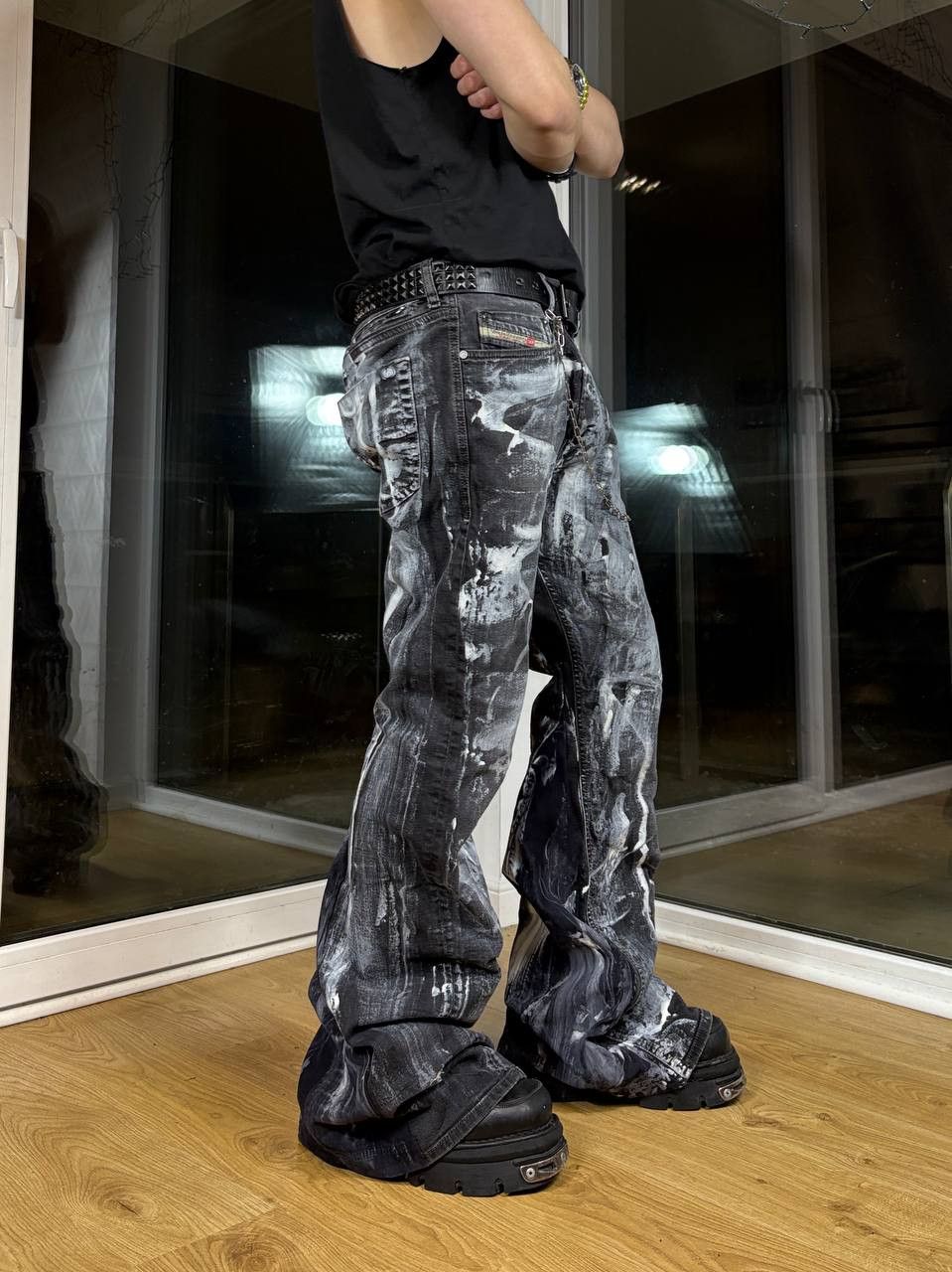 Japanese Brand rare bootcut painted flare jeans Size 28" / US 6 / IT 42 - 2 Thumbnail