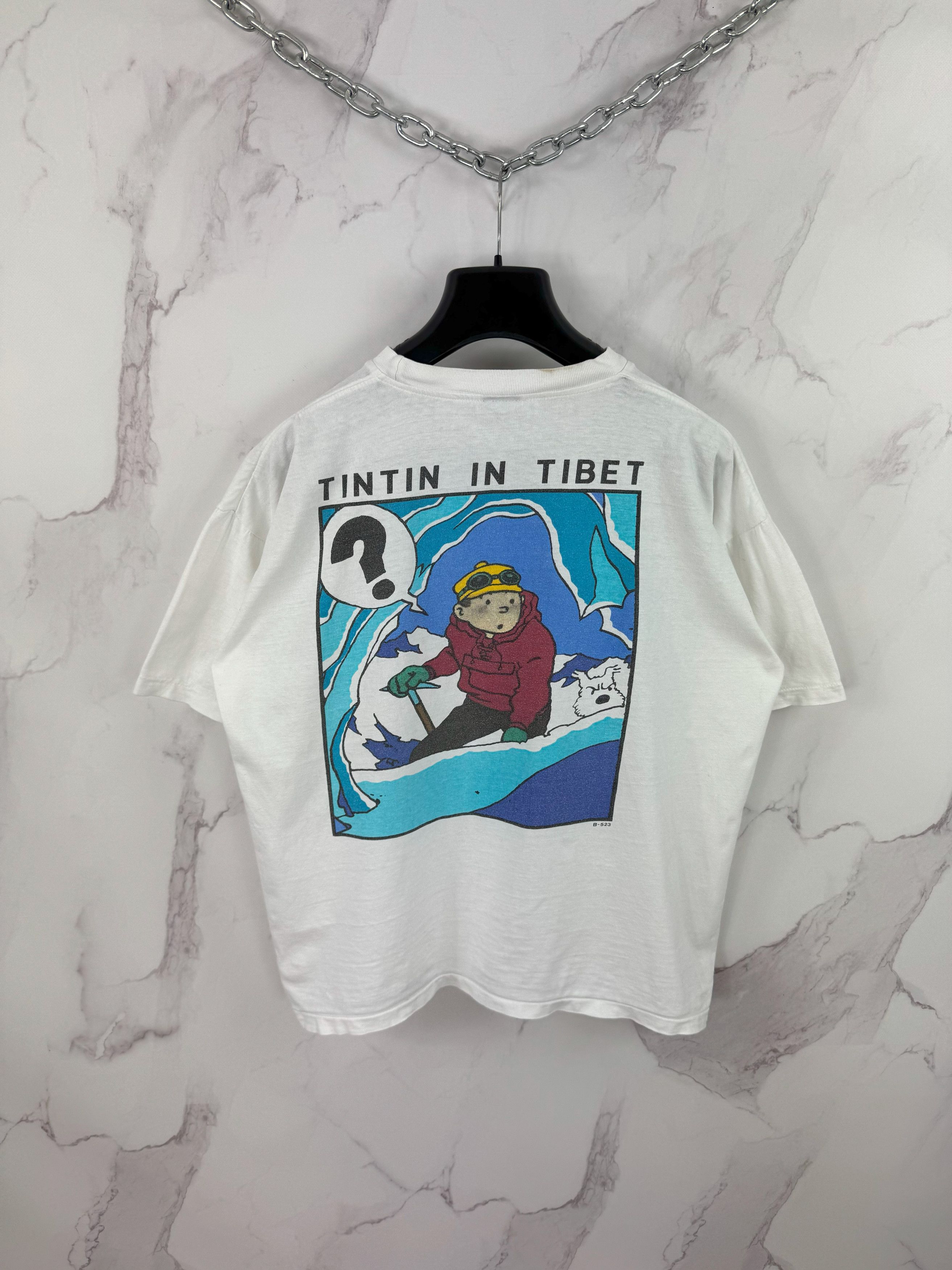 Vintage Tintin in Tibet T-Shirt XL Cartoon Graphic Logo Tee