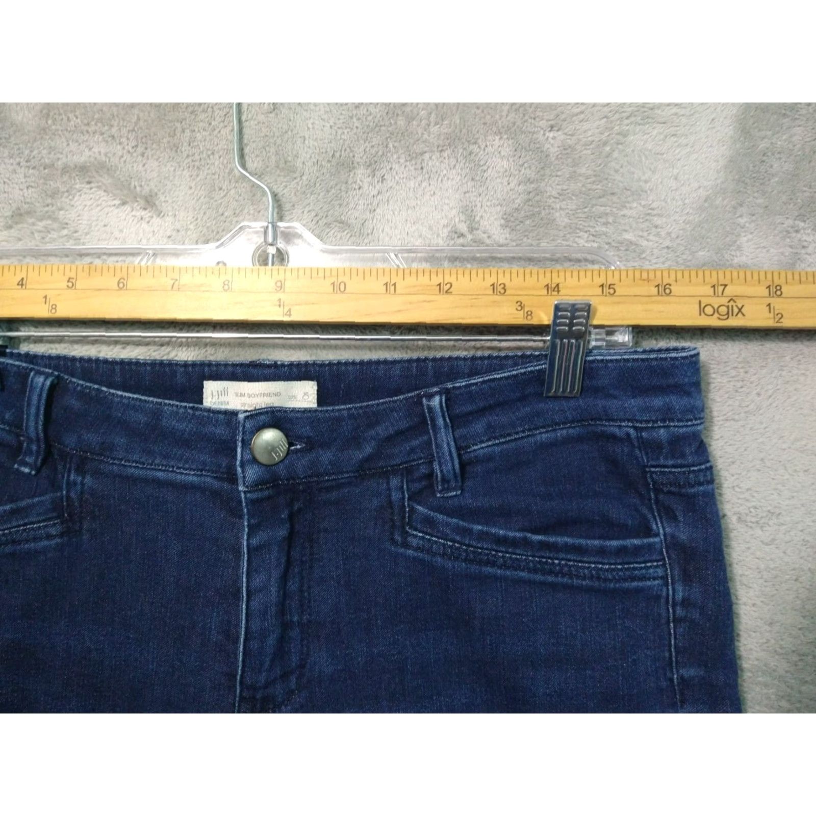 Denime J Jill Jeans Womens 8 Blue Denim Slim Boyfriend Straight Leg Mid Rise Dark Wash Jeans Women's Clothing Slim Fit Blue 90s? Size 30" / US 8 / IT 44 - 3 Thumbnail
