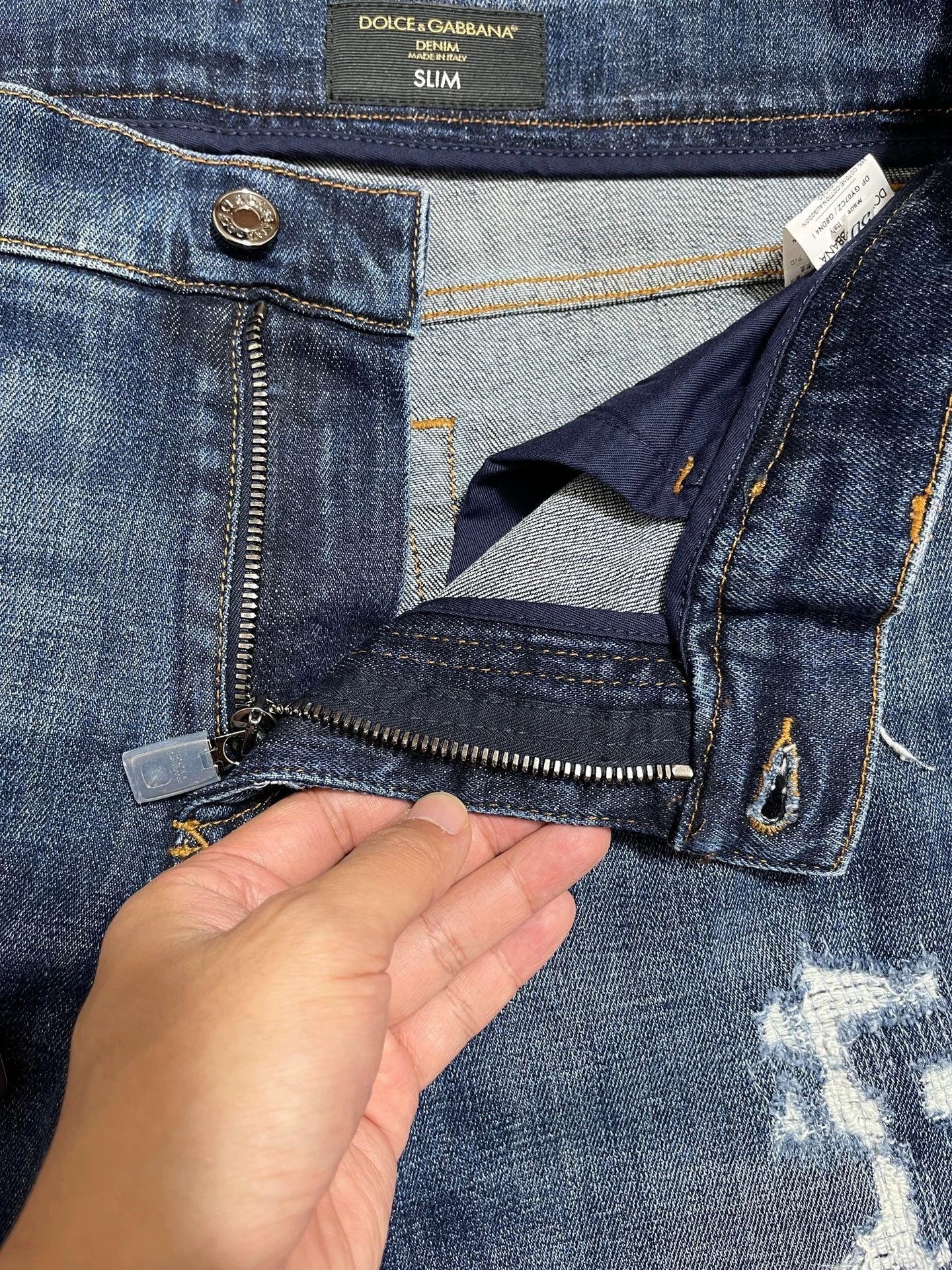 Dolce & Gabbana Blue Distressed Slim Fit Denim Jeans Size 34 Size US 34 / EU 50 - 4 Thumbnail