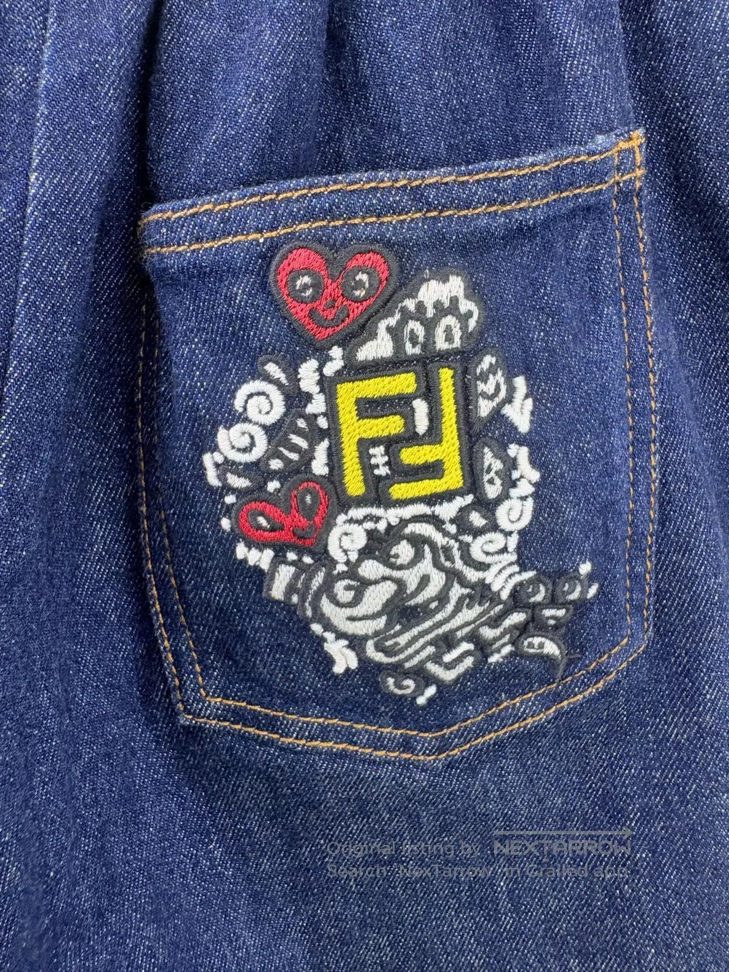 Fendi FENDI Back Pocket Logo Denim Shorts. Size 35" - 3 Thumbnail