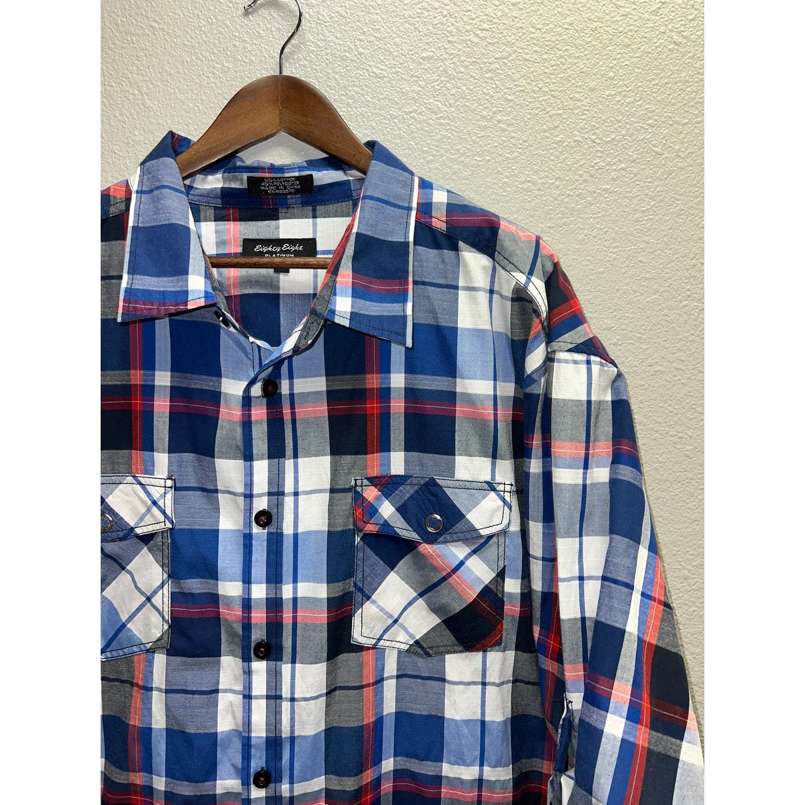 Eighty Eight Eighty Eight Platinum Button Up Shirt Blue Red Shirt 4XL 4X Size US XXL / EU 58 / 5 - 2 Thumbnail