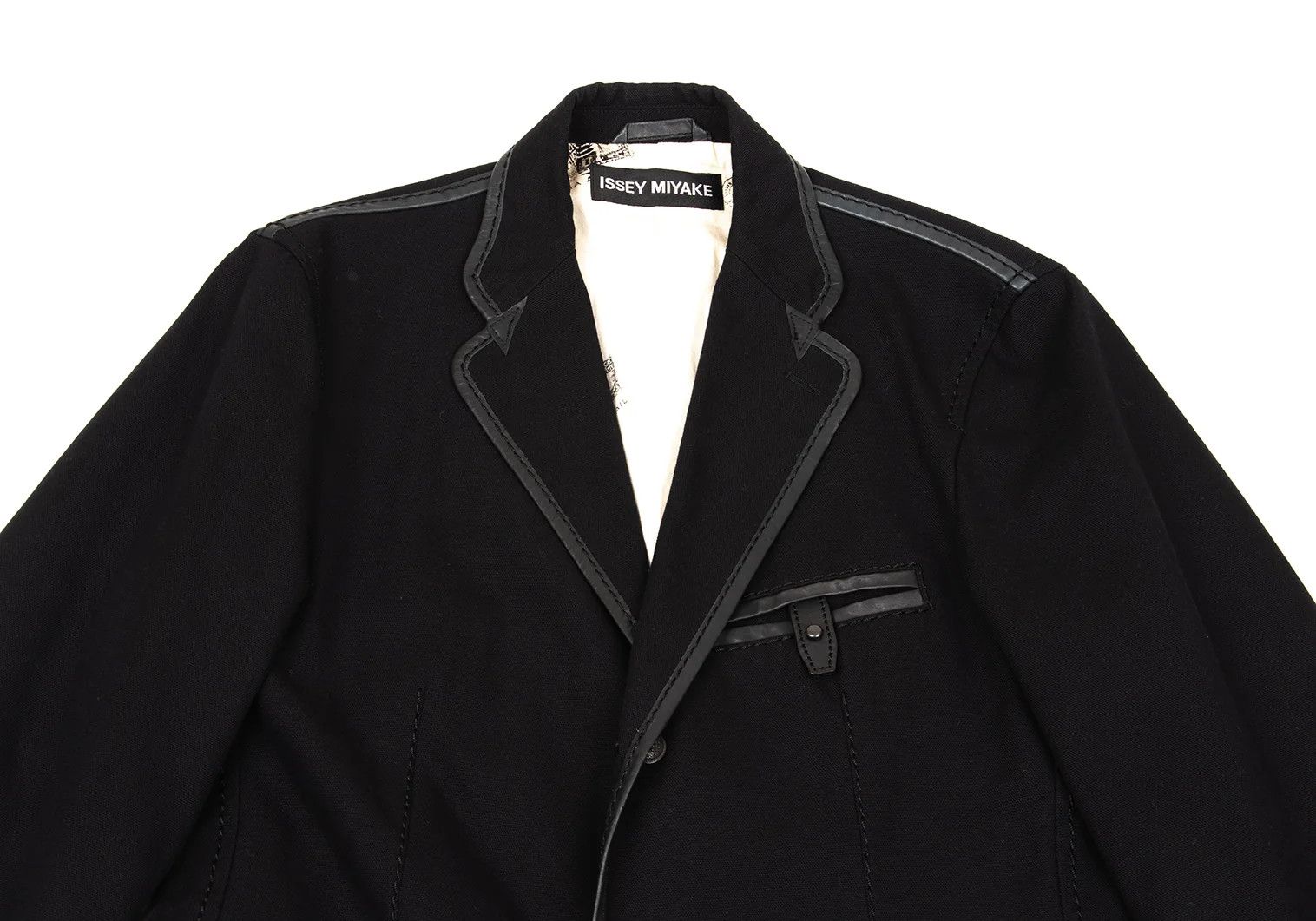 Issey Miyake Leather Piping Canvas Jacket in Black 2 Size US M / EU 48-50 / 2 - 2 Thumbnail