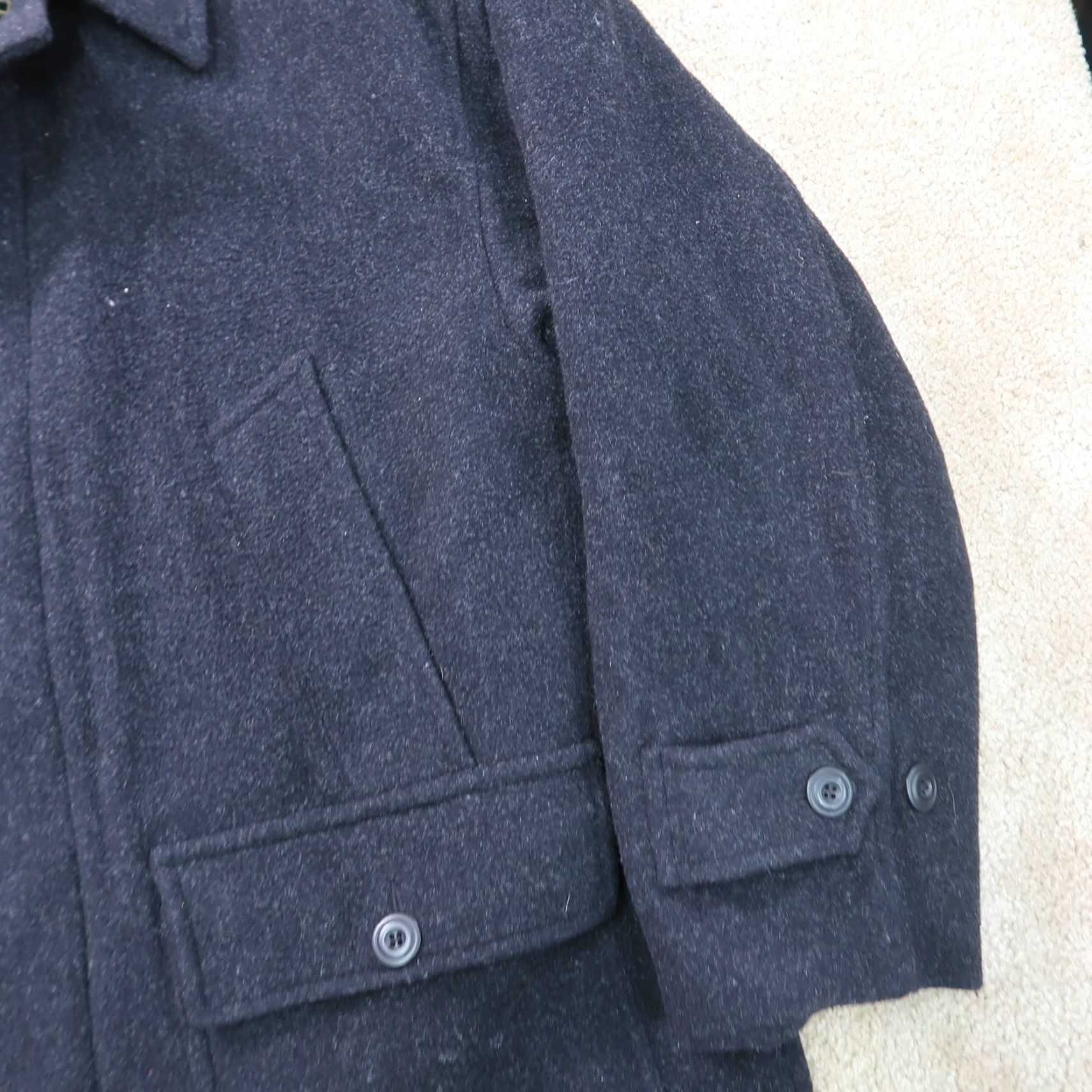 Vintage Newport Harbor Wool overCoat Jacket Men's 2XL Full Zip Blue Insulated Lined Wool Coat Stand-Up Collar Winter Casual Workwear 80s 90s Womens?? Size US XXL / EU 58 / 5 - 7 Thumbnail