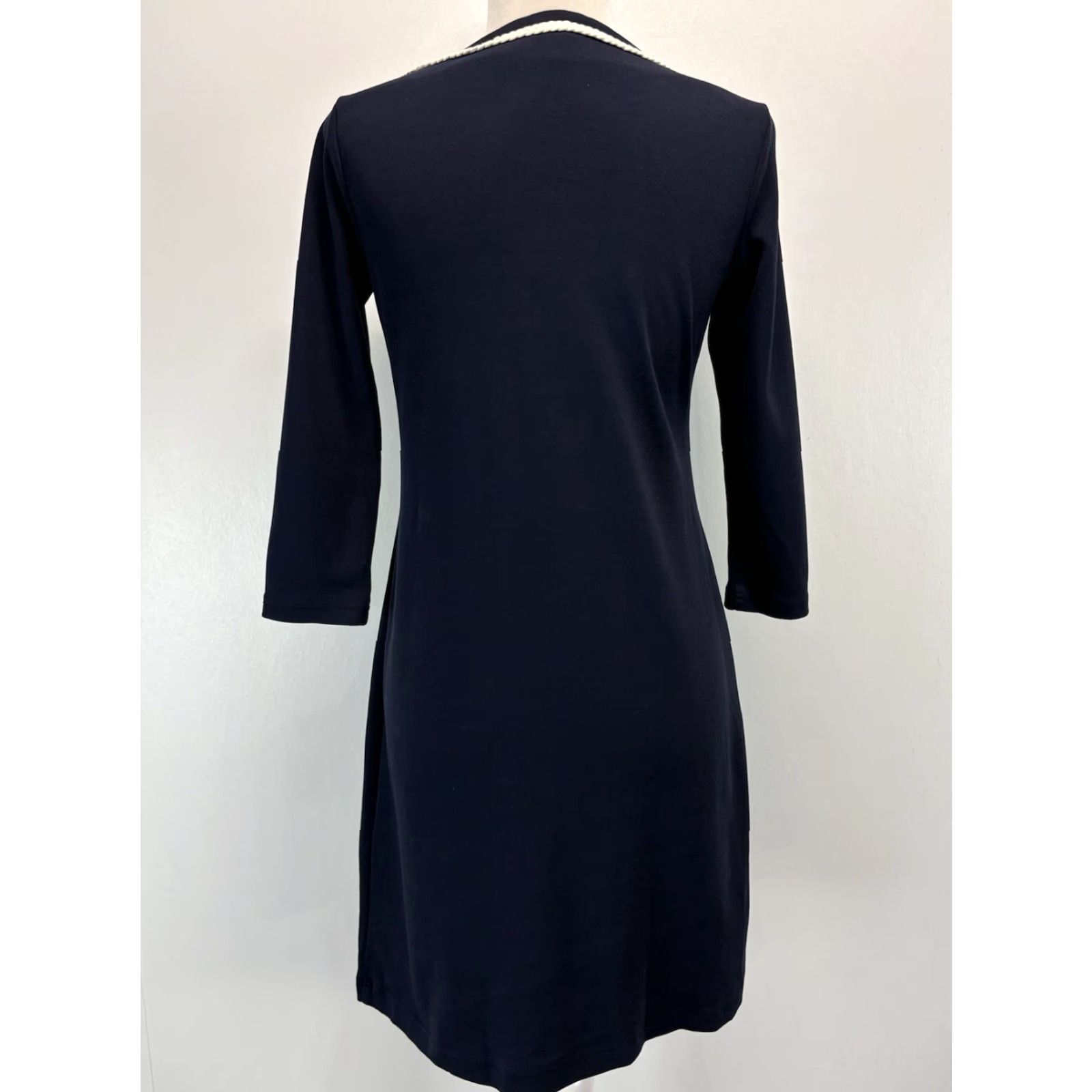 Talbots Talbots Navy Nautical Sheath Dress PS 3/4 Sleeve Embroidered Womens Size S / US 4 / IT 40 - 3 Thumbnail