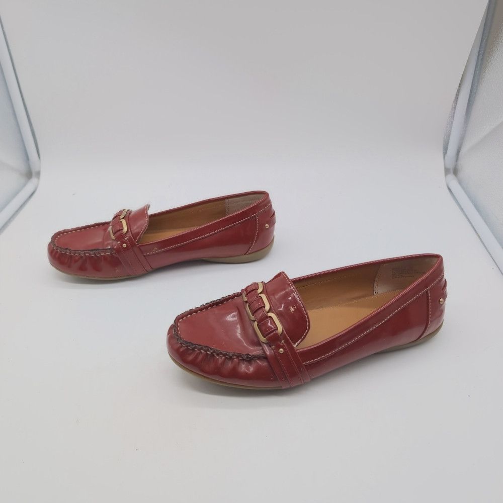 Bass Bass Betsy F15 Loafers Red with dark gold buckles sz 8 Size US 8 / IT 38 - 4 Thumbnail