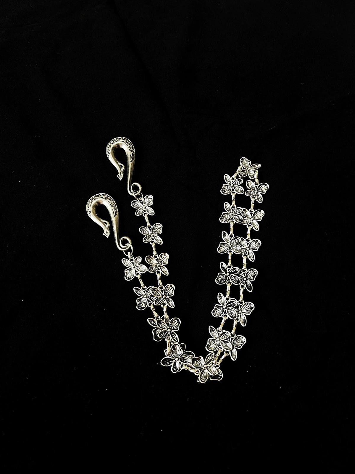 Jewelry Silver Floral Chain Accessory for Pants, Stylish Charm Size ONE SIZE - 4 Thumbnail