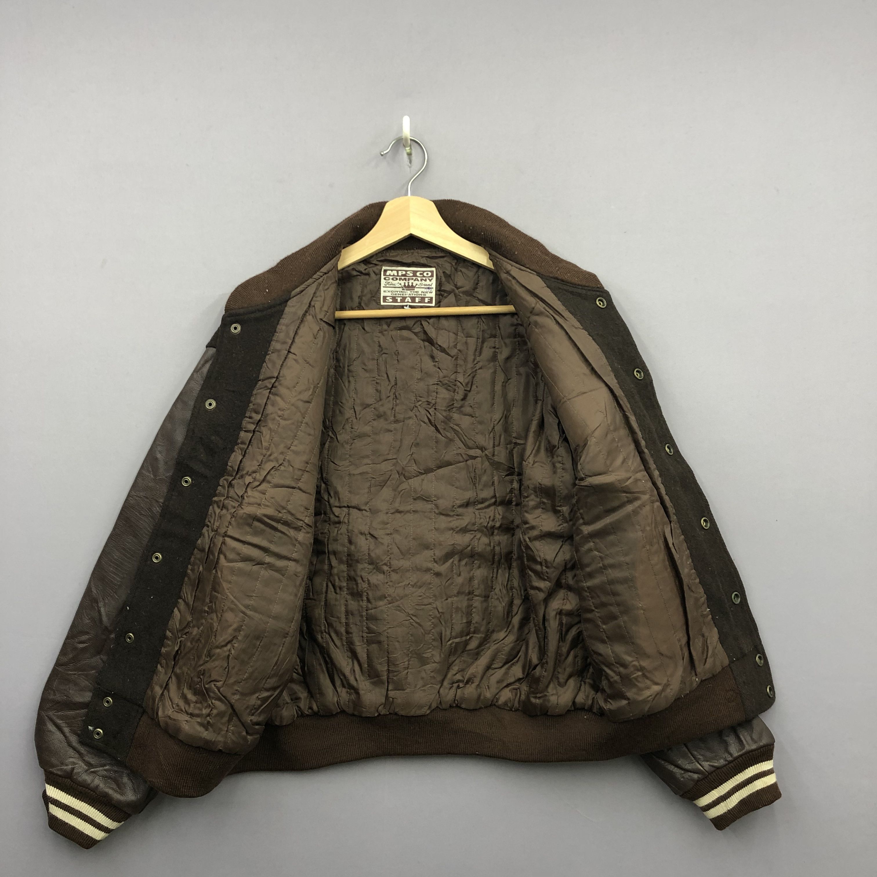 Leather Vintage 90s MPS Corp Letterman Leather Wool Varsity Jacket Size US L / EU 52-54 / 3 - 6 Thumbnail