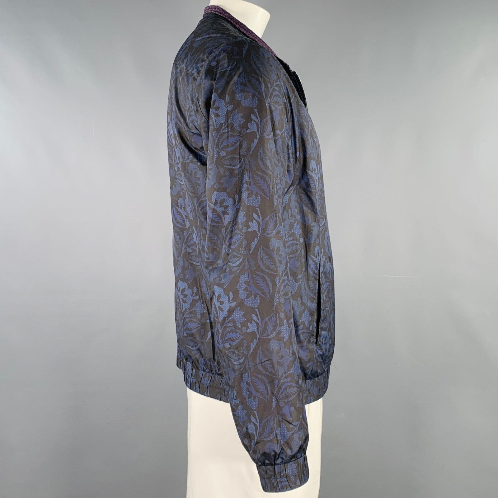 Etro ETRO Blue Black Multi Color Polyester Reversible Jacket Size US L / EU 52-54 / 3 - 3 Thumbnail