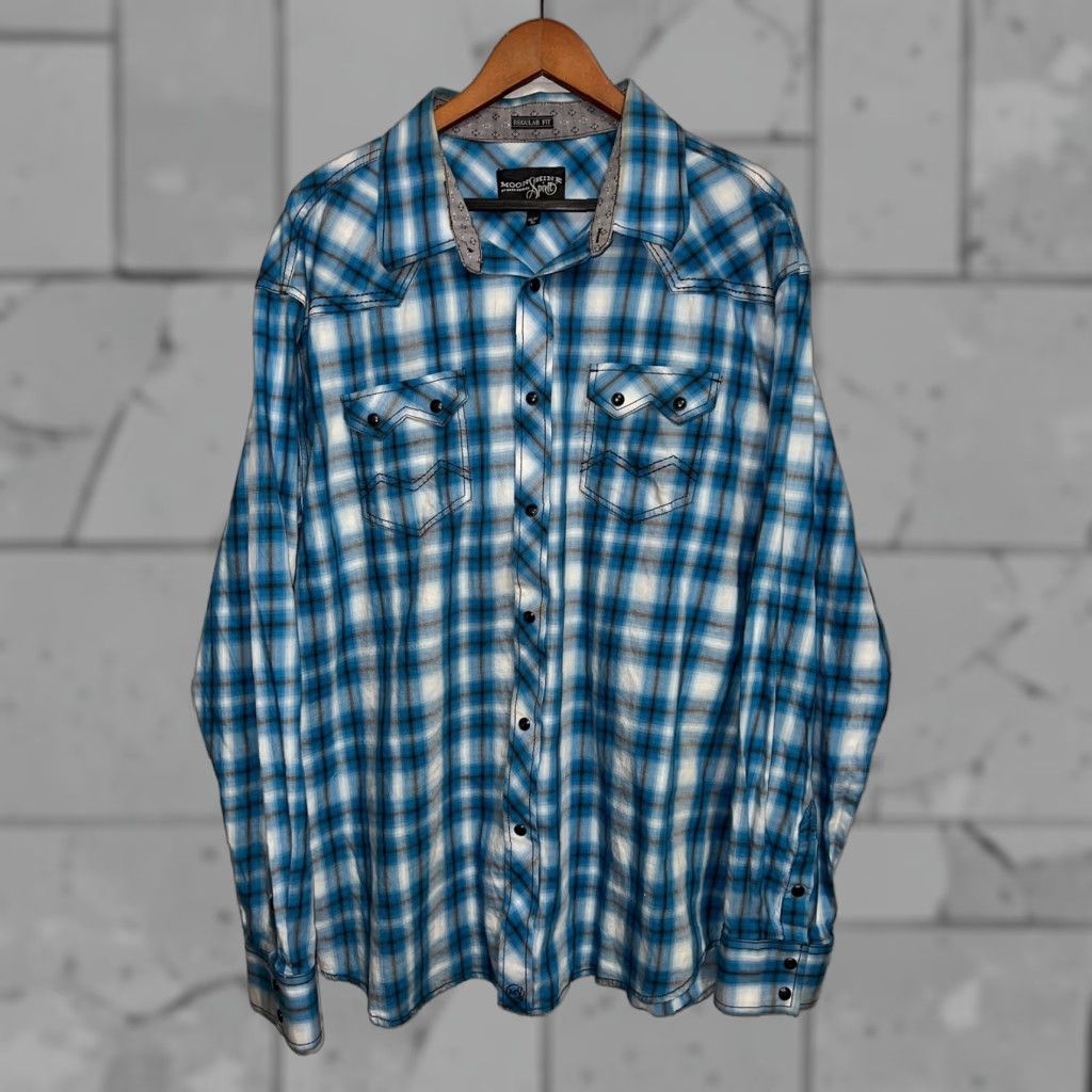 Vintage VINTAGE Brad Paisley Moonshine Spirit Shirt Mens 2XL Blue Plaid Snap Button Long Sleeve Size US XXL / EU 58 / 5 - 1 Thumbnail