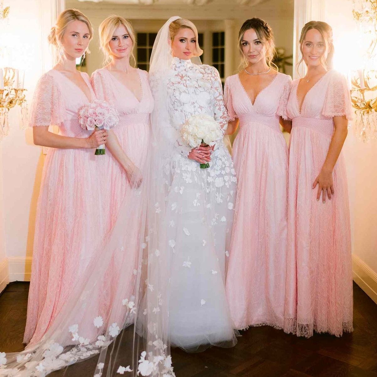 Alice + Olivia Alice + Olivia Charlsie Smocked Lace Maxi Dress Pink size 4 Size S / US 4 / IT 40 - 1 Thumbnail