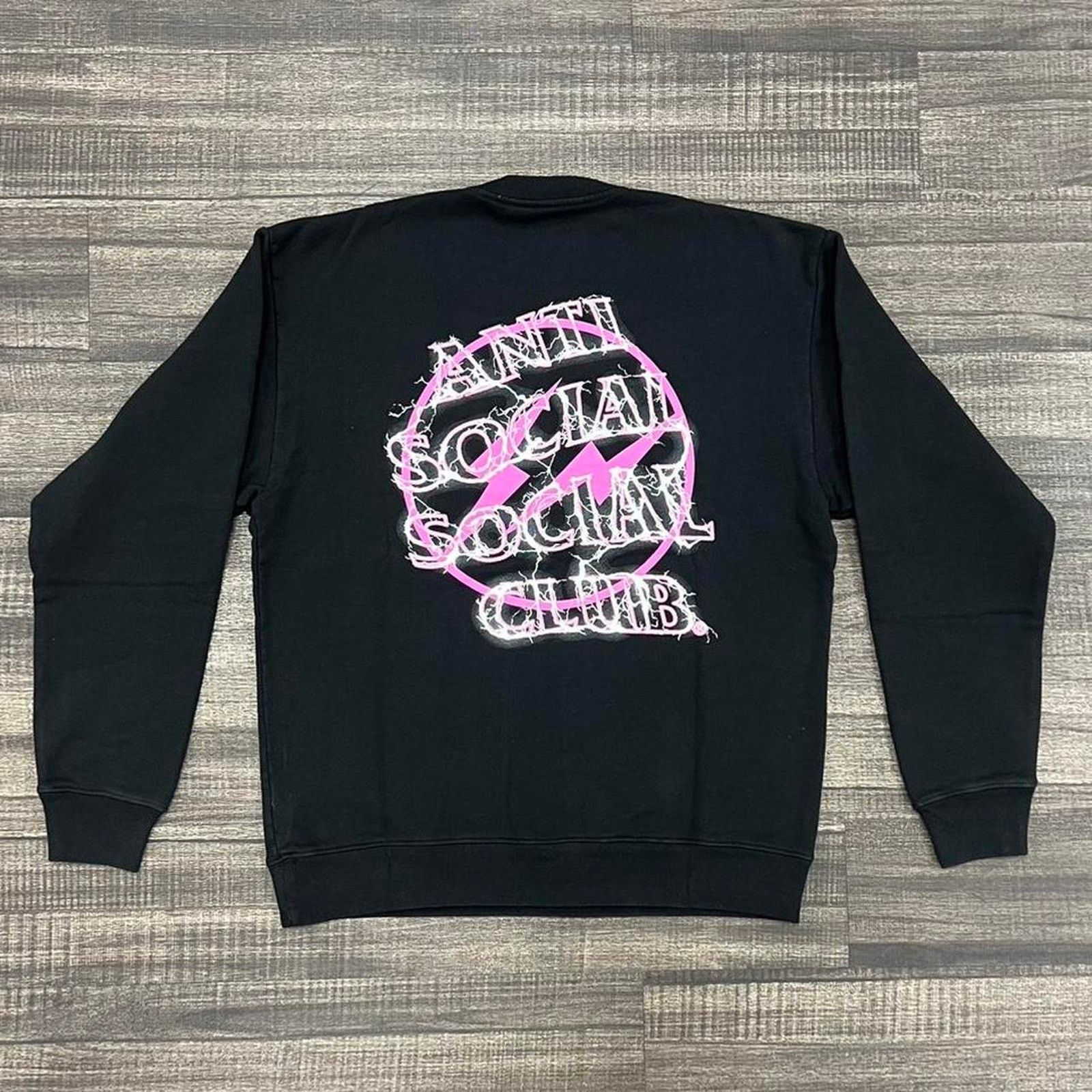 Anti Social Social Club ASSC x Fragment Design Bolt Crewneck (Black/Pink) Size US M / EU 48-50 / 2 - 5 Thumbnail