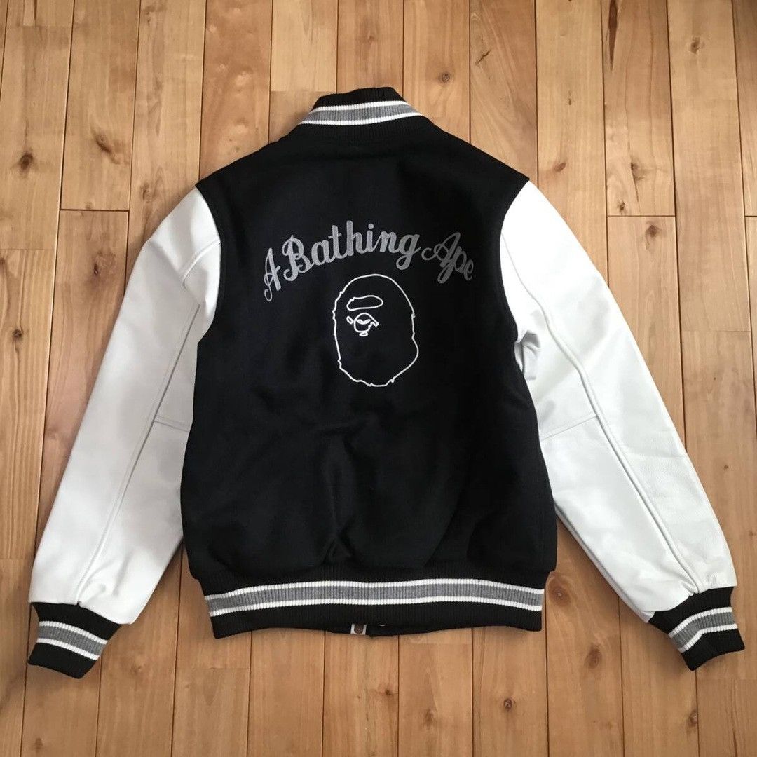 Bape BAPE LOGO Leather Sleeve Varsity Jacket a bathing ape Size US S / EU 44-46 / 1 - 3 Thumbnail