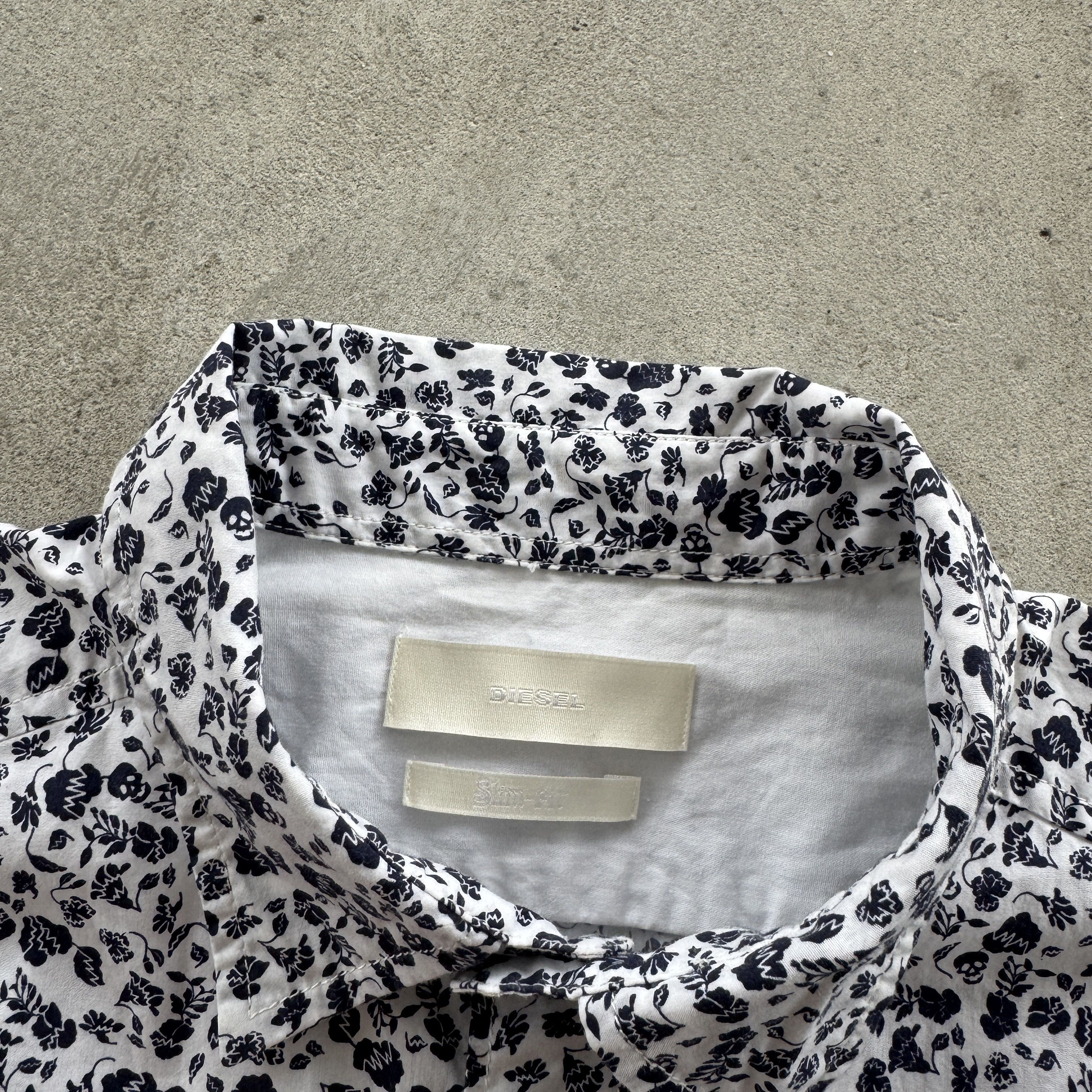 Diesel Diesel Slim Fit Shirt Skull Floral Pattern White Blue Size US M / EU 48-50 / 2 - 5 Thumbnail