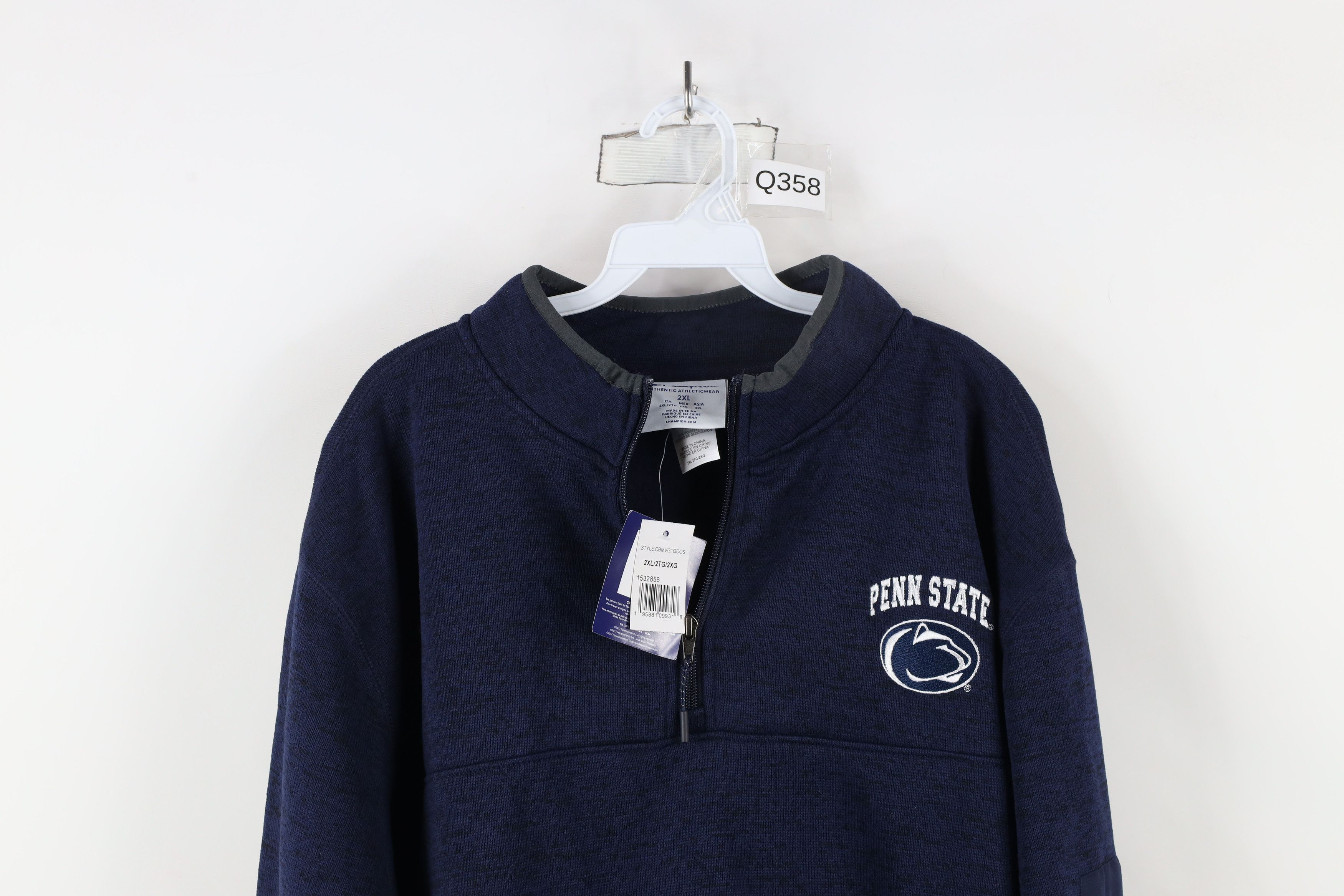 Champion × Vintage Deadstock Champion University Football Half Zip Knit Sweater Size US XXL / EU 58 / 5 - 2 Thumbnail