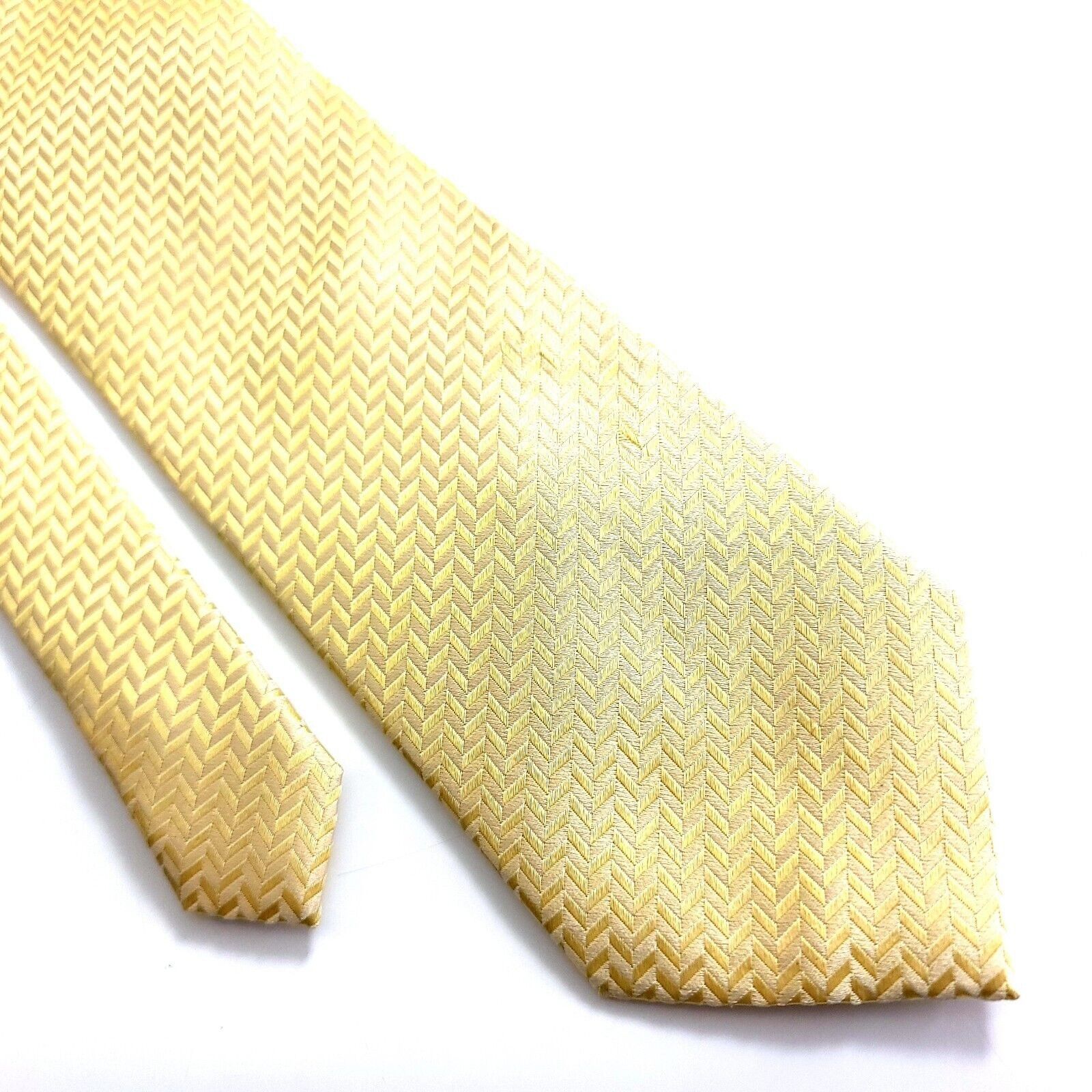 Alexander Julian Alexander Julian Colours Herringbone Yellow Woven Silk Tie Size ONE SIZE - 1 Thumbnail