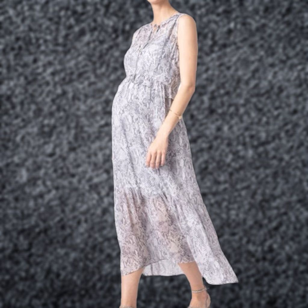 Vintage Seraphine Maternity Snake Print Ruffle Tiered Maxi Dress Layered US 12 Size XL / US 12-14 / IT 48-50 - 1 Thumbnail