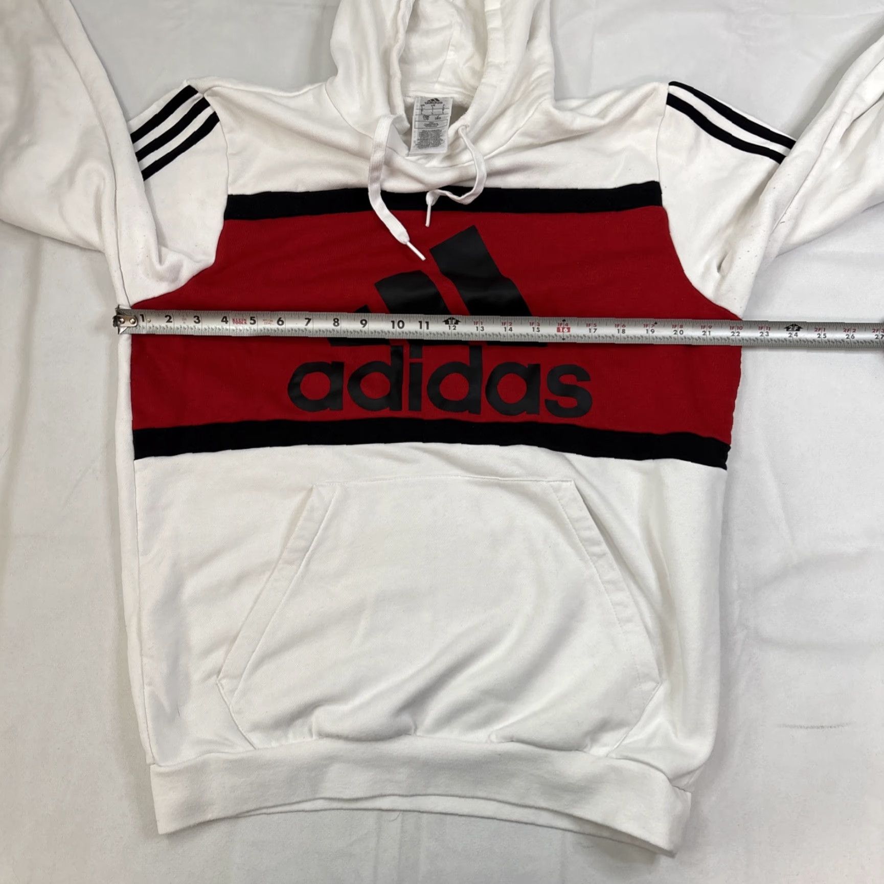Adidas Adidas Hoodie Men's Large White Big Logo 3 Stripe Red Drawstring Pullover Size US L / EU 52-54 / 3 - 4 Thumbnail