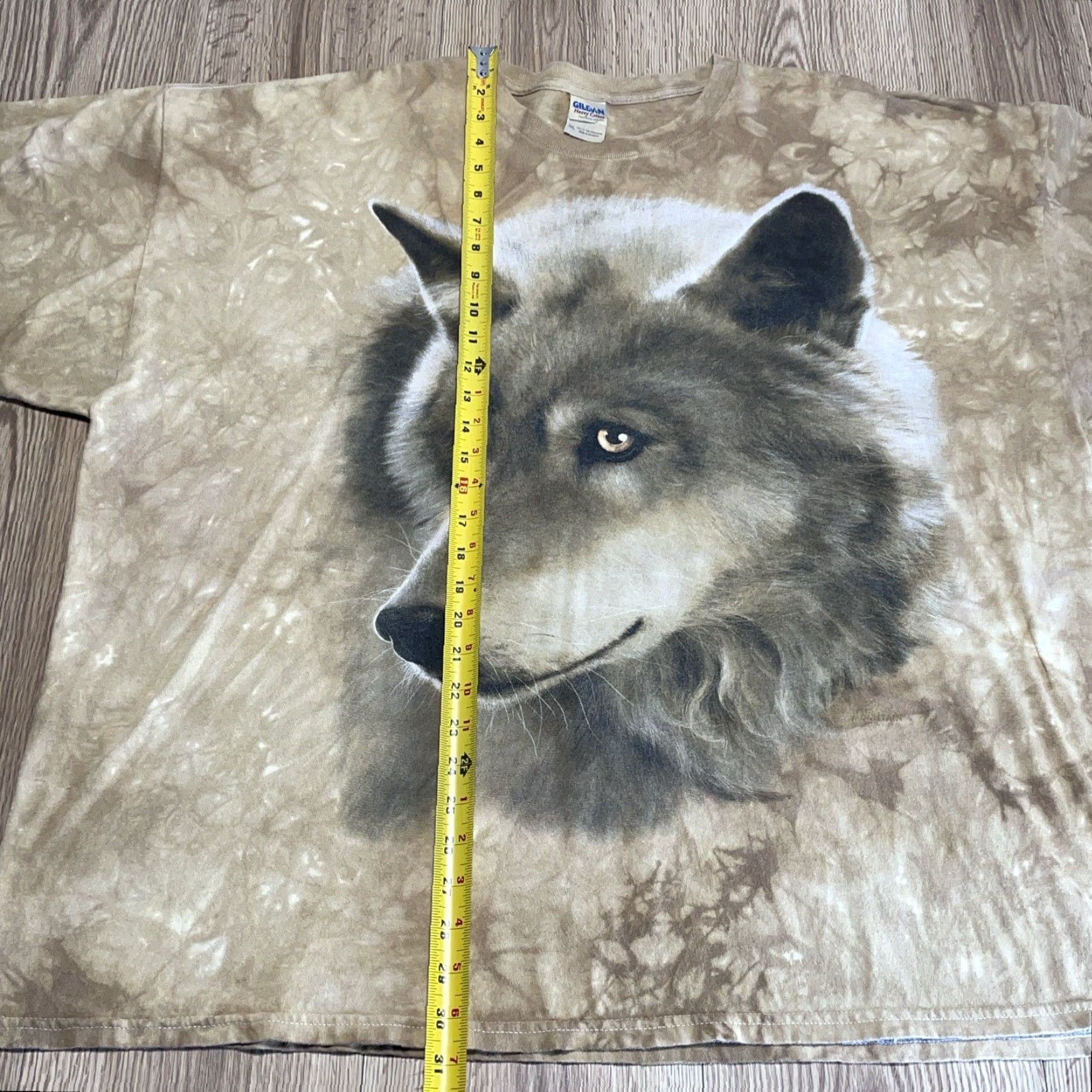 Gildan VINTAGE Gildan The Mountain T-Shirt Men 3XL Short Sleeve Beige Tie Dye Wolf 90s Animals Nature Size US XXL / EU 58 / 5 - 5 Thumbnail