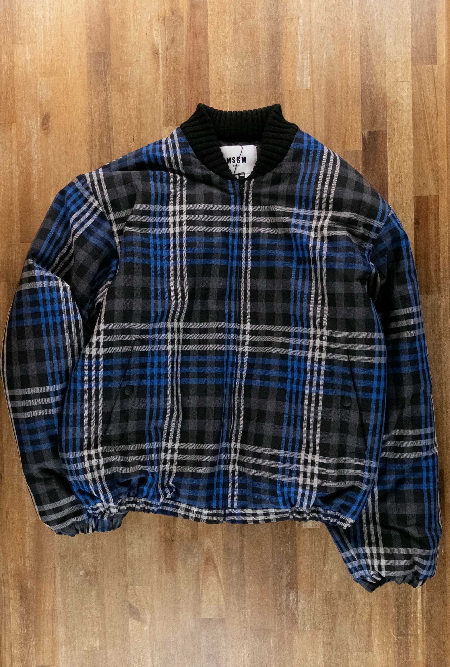 MSGM MSGM Milano gray blue plaid puffer bomber jacket Large Size US L / EU 52-54 / 3 - 5 Thumbnail