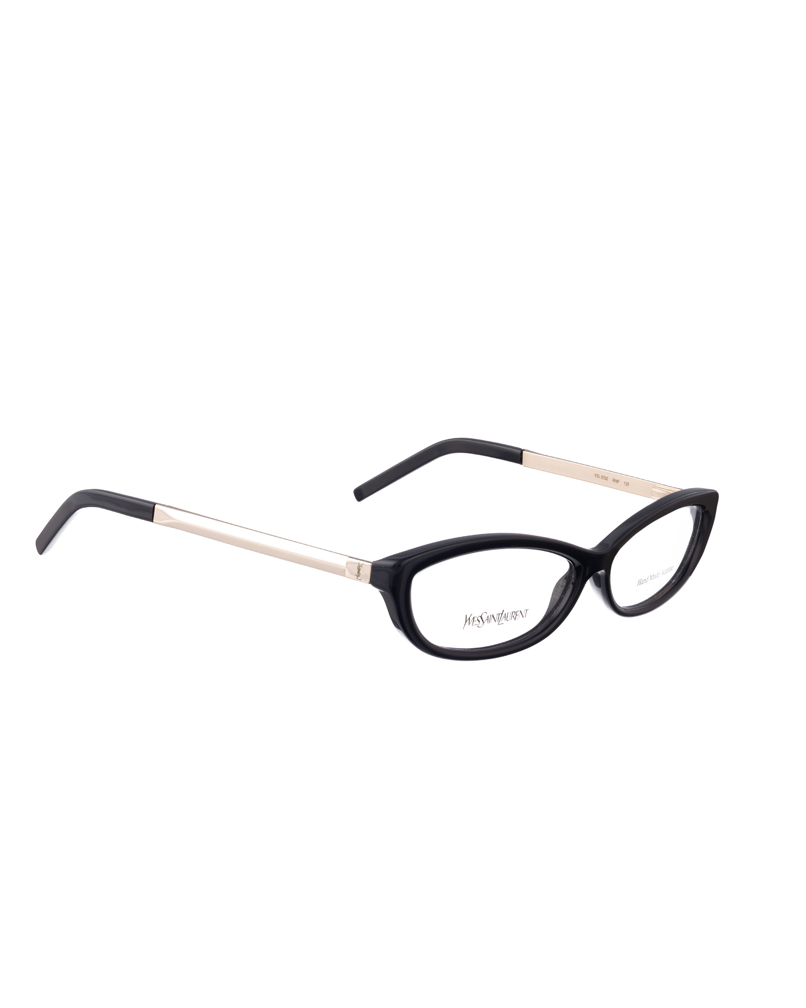 Saint Laurent Paris Yves Saint Laurent 00s Black Cat Eye Glasses Chrome Temples Size ONE SIZE - 1 Thumbnail
