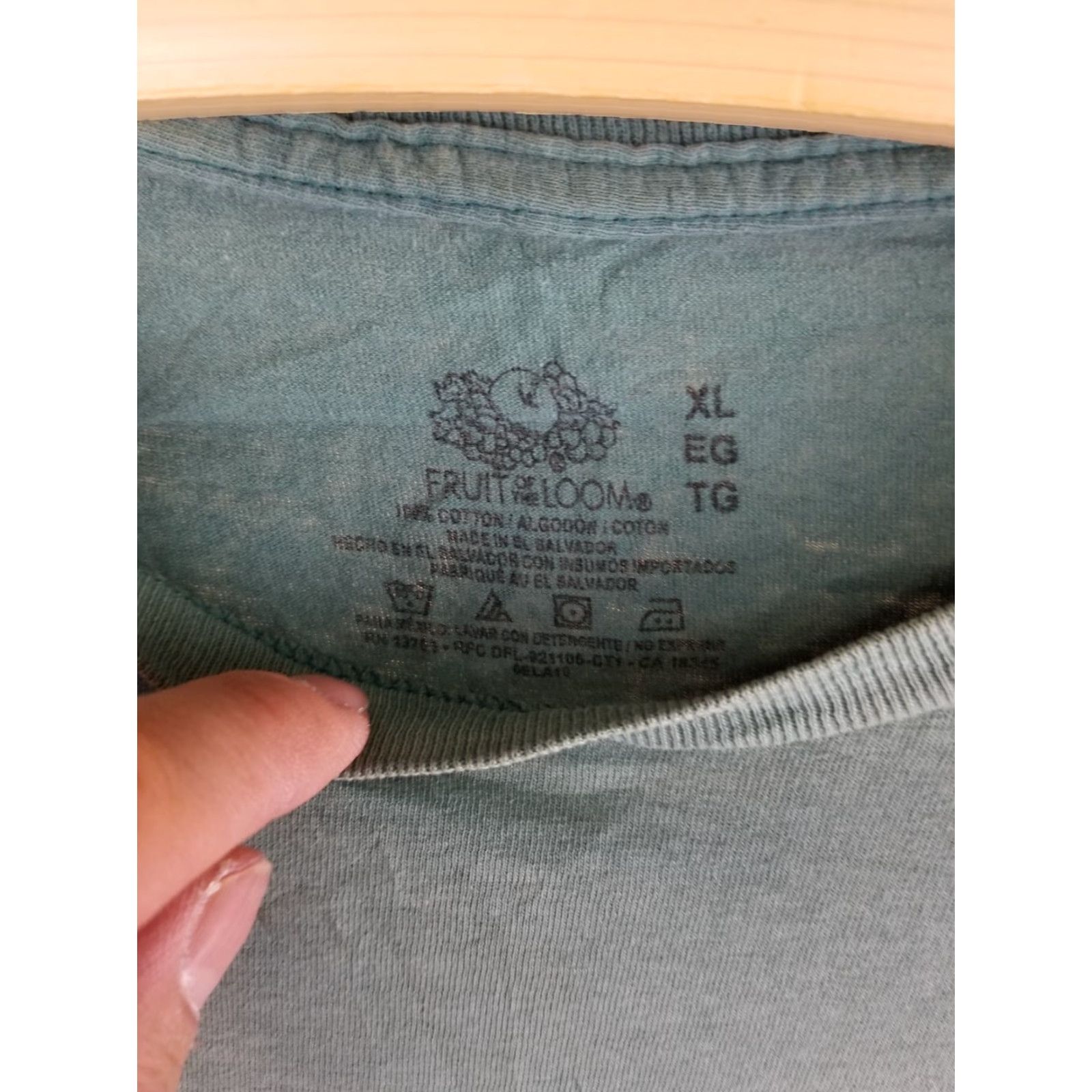 Fruit Of The Loom VINTAGE Fruit of the Loom T-Shirt Cotton Crew Neck Short Sleeve Green XL USA 80s Retro Pocket Size US XL / EU 56 / 4 - 3 Thumbnail