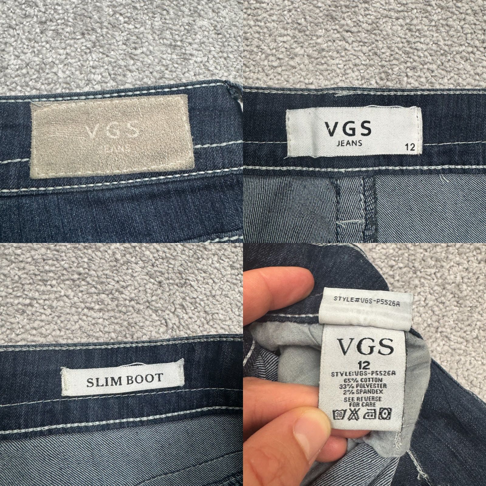 Denime VGS Slim Fit Bootcut Denim Jeans Womens 12 Blue Dark Wash Mid Rise Embro 35x30 - City Preppy Classic 90s? Size 35" - 8 Thumbnail