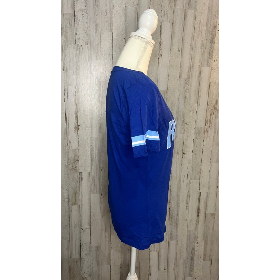 MLB NWT Women's Medium Kansas City Royals Blue Striped T-Shirt Size M / US 6-8 / IT 42-44 - 2 Thumbnail