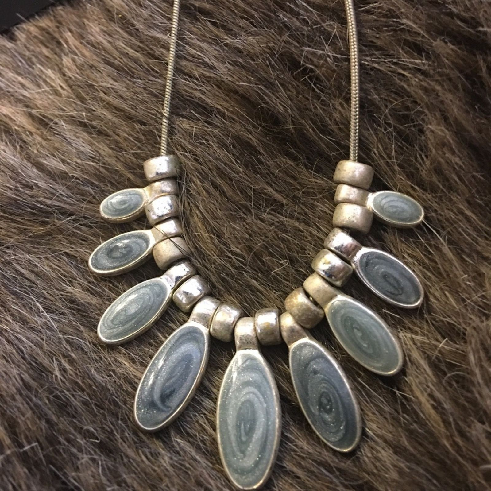 Jewelry Swirl enamel silver necklace earring set Size ONE SIZE - 7 Thumbnail