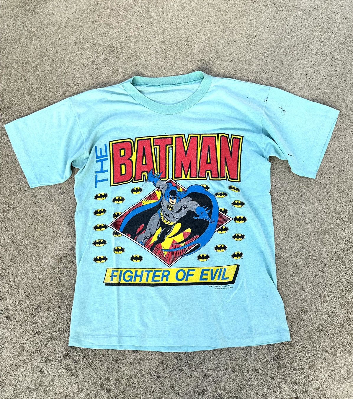 image of Vintage Batman Tee Small 80's Single Stitch Dc Comics in Teal, Men's