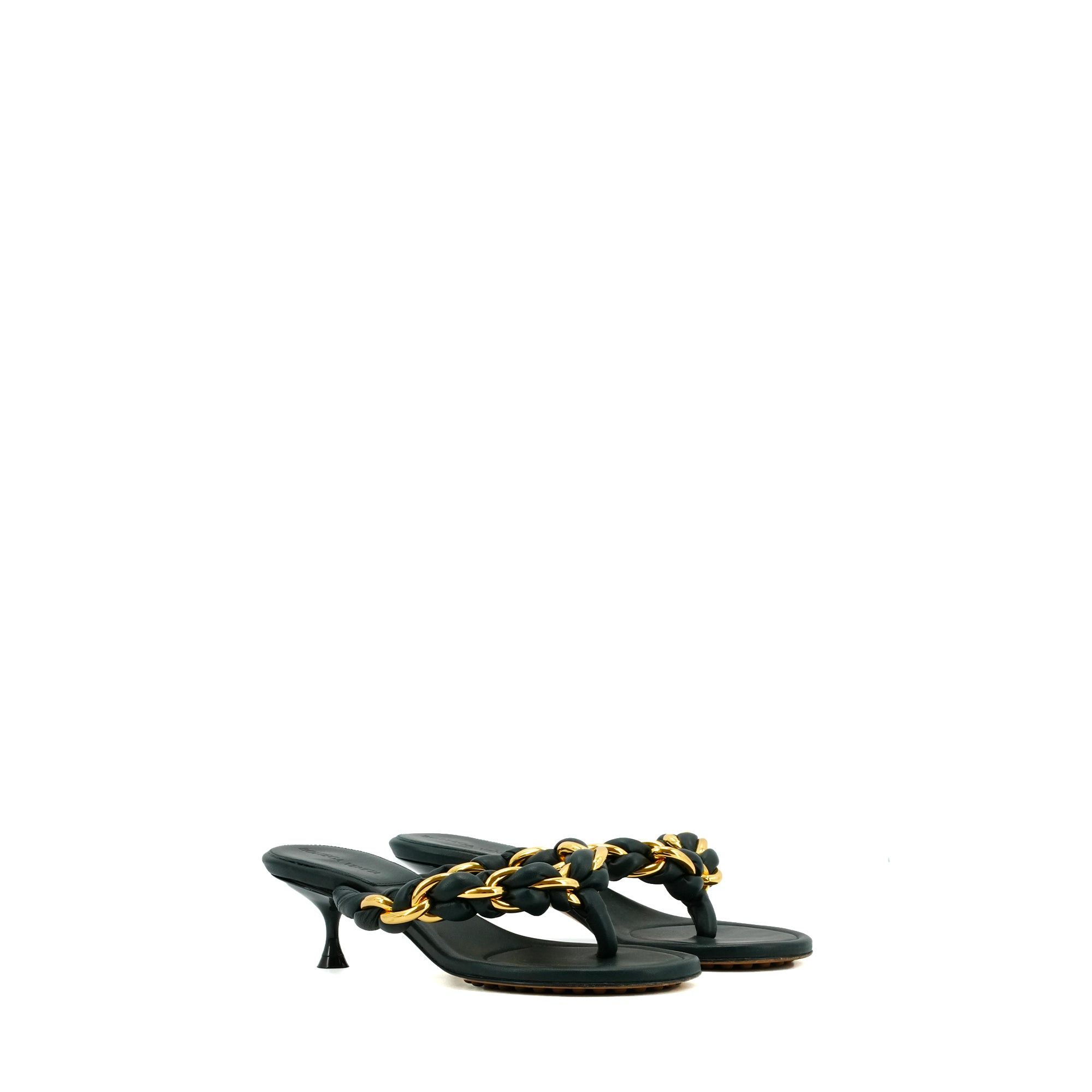 Bottega Veneta BOTTEGA VENETA - Bottega Veneta heeled sandals in green leather (T36) Size US 5 / IT 35 - 1 Thumbnail
