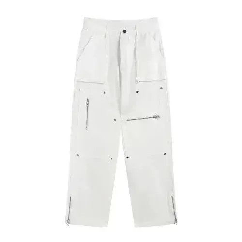 VIBE Zipper Split Flare White Cargo Pants Size US 32 / EU 48 - 3 Thumbnail