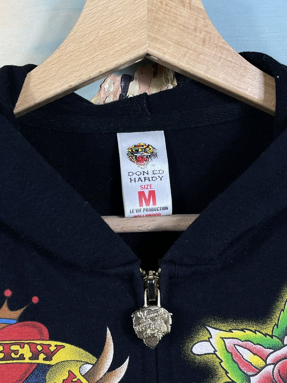 Christian Audigier × Ed Hardy × Vintage Ed Hardy Retro 00s Hoodie With Crystals Affliction Grunge Size US XS / EU 42 / 0 - 5 Thumbnail