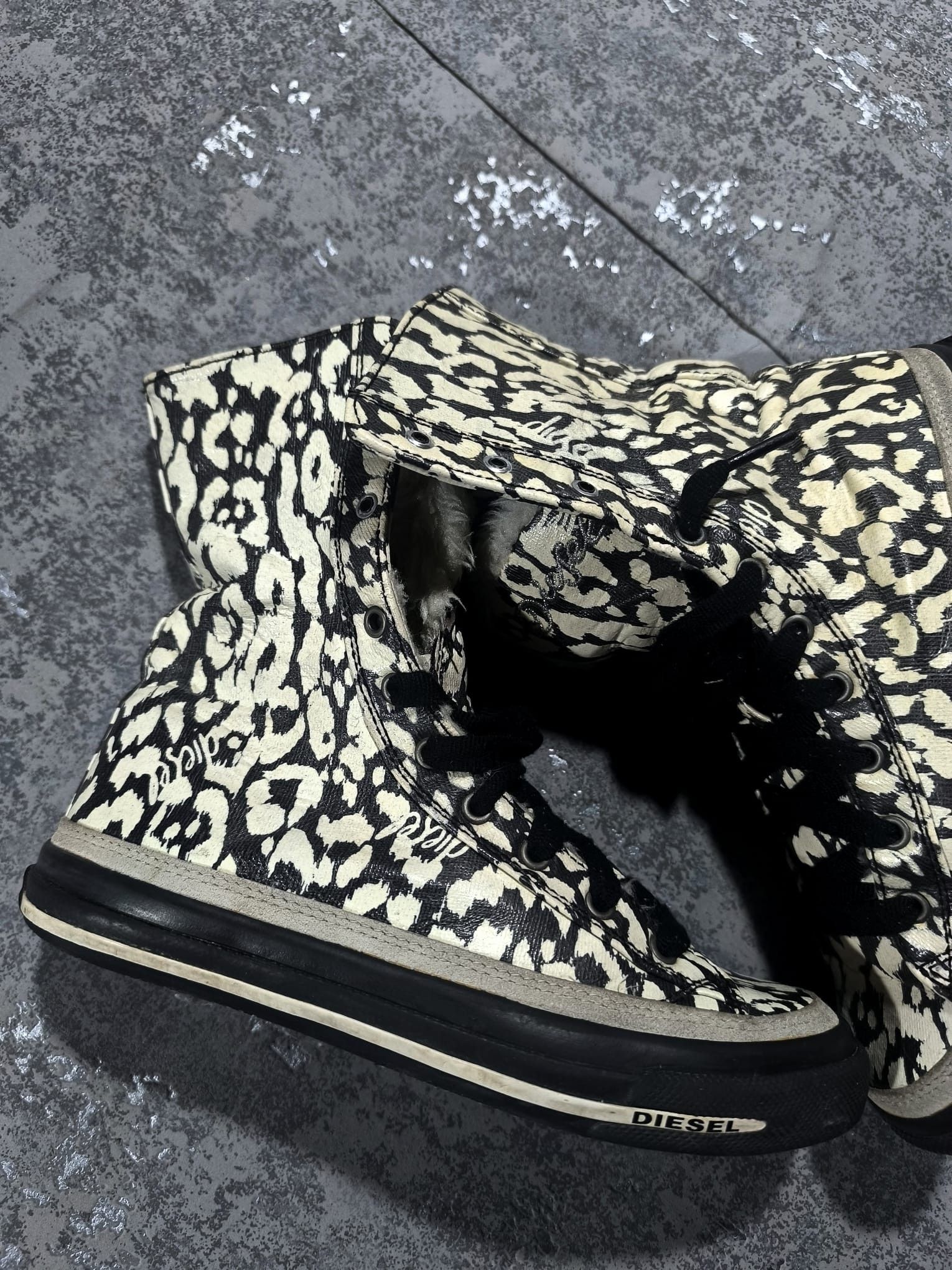 Diesel Diesel Expoflap y2k fur leather sneakers Size US 5 / IT 35 - 14 Thumbnail