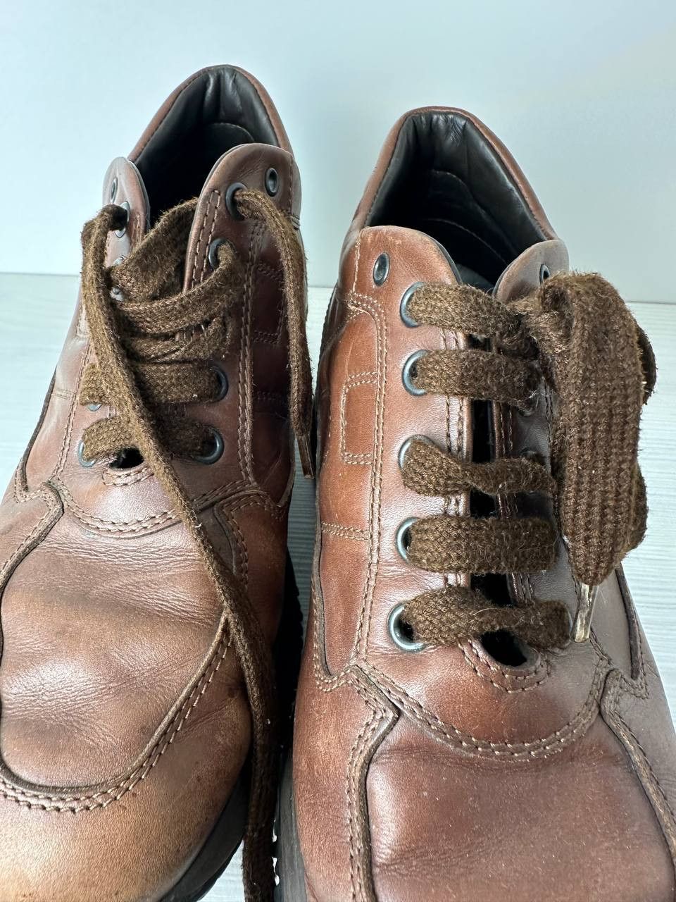 Hogan × Leather Hogan Interactive Leather Shoes Sneakers Italy Classic Brown Size US 5.5 / EU 38 - 3 Thumbnail