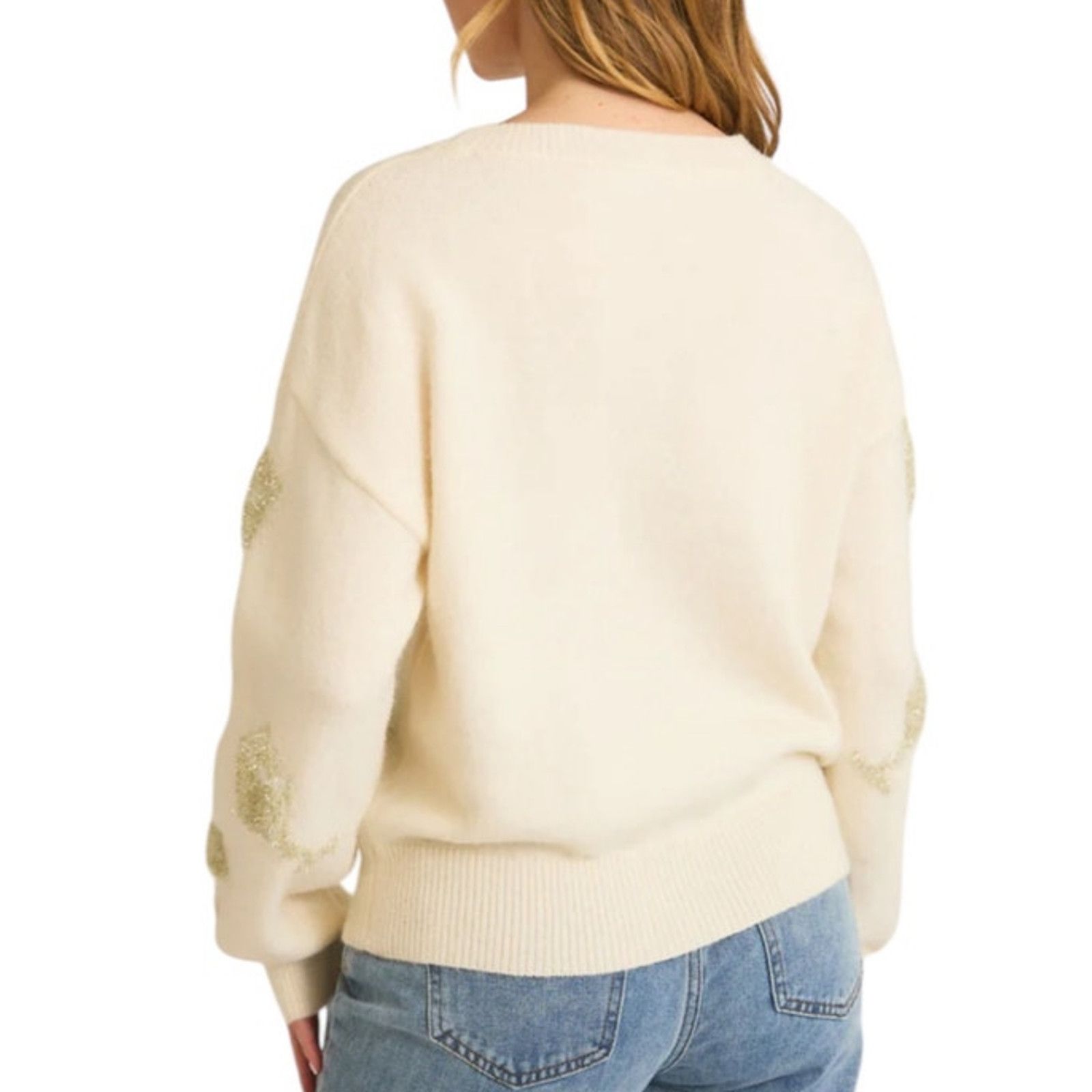 Other Gilli Cream Silver Champagne Glasses Graphic Novelty Sweater Size S / US 4 / IT 40 - 4 Thumbnail