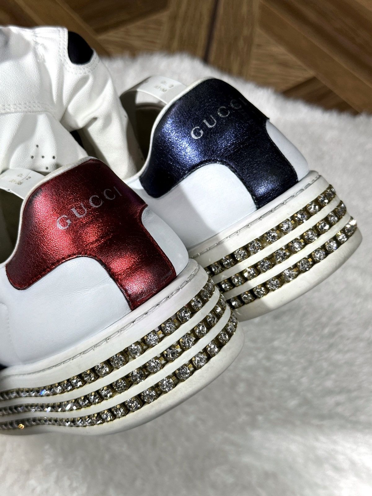 Gucci Gucci Ace Sneakers Crystal White Leather Studded US 6.5 Size US 7 / IT 37 - 9 Thumbnail