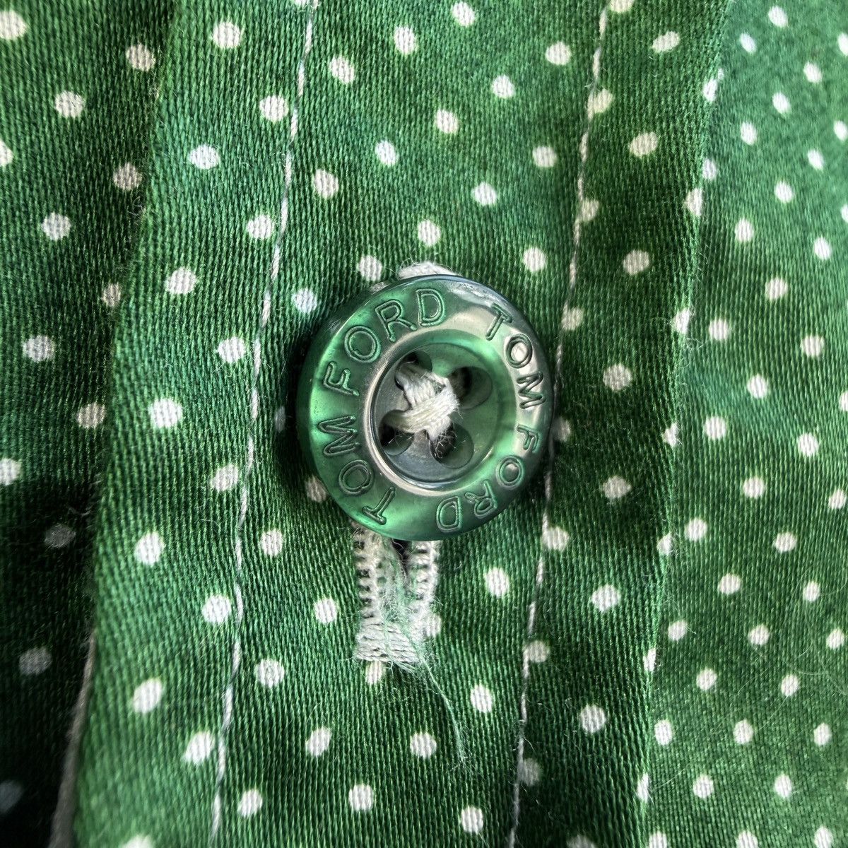 Tom Ford Tom Ford Polka Dot Cotton Shirt Luxury Designer Green Button Size US M / EU 48-50 / 2 - 4 Thumbnail